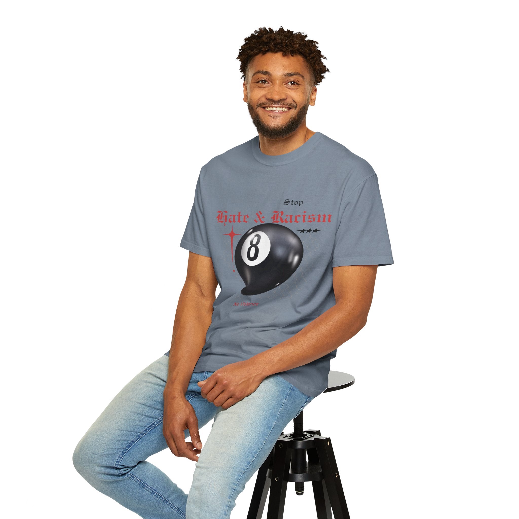 Anti-Racism 8-Ball T-Shirt — Stop Hate & Racism Graphic Tee