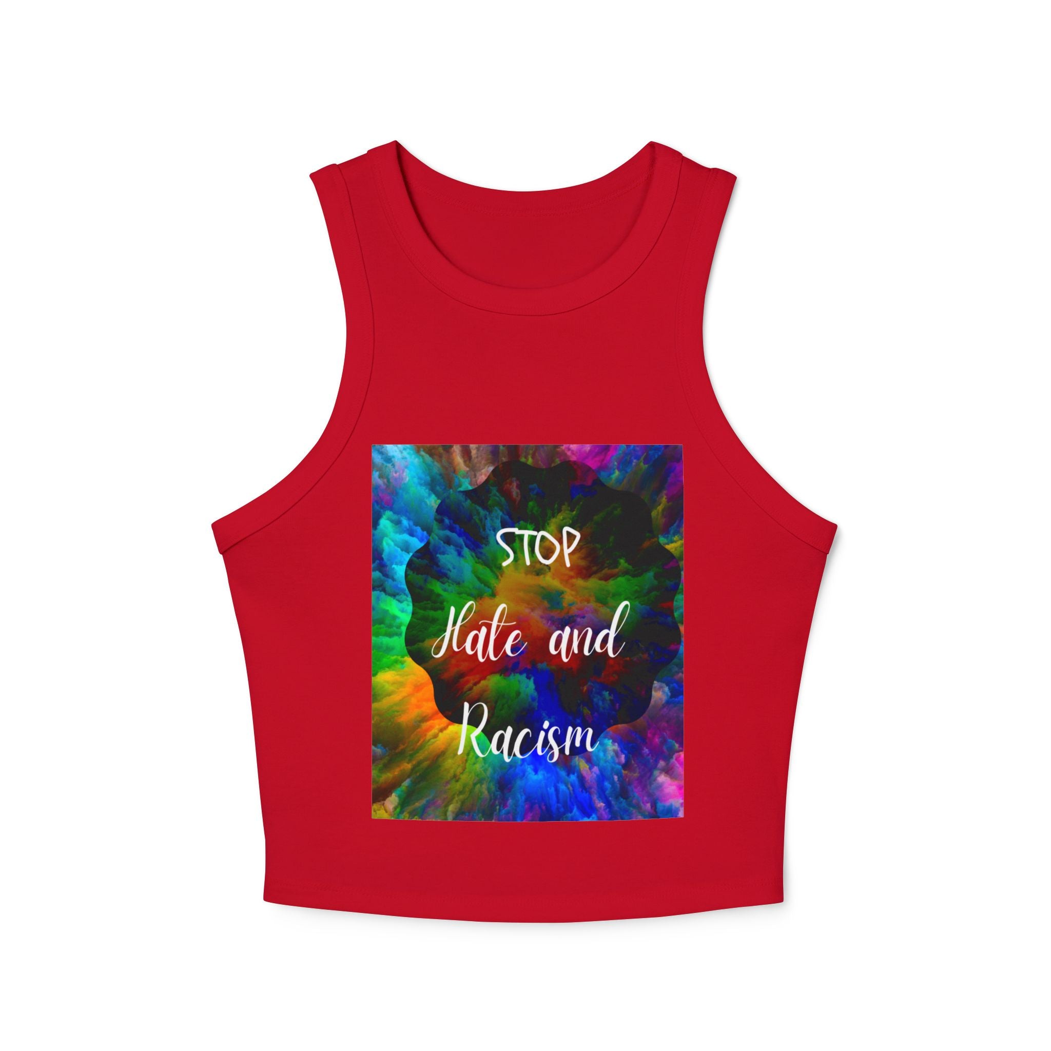 Stop Hate and Racism Tank Top — Women's Tie-Dye Social Justice Crop