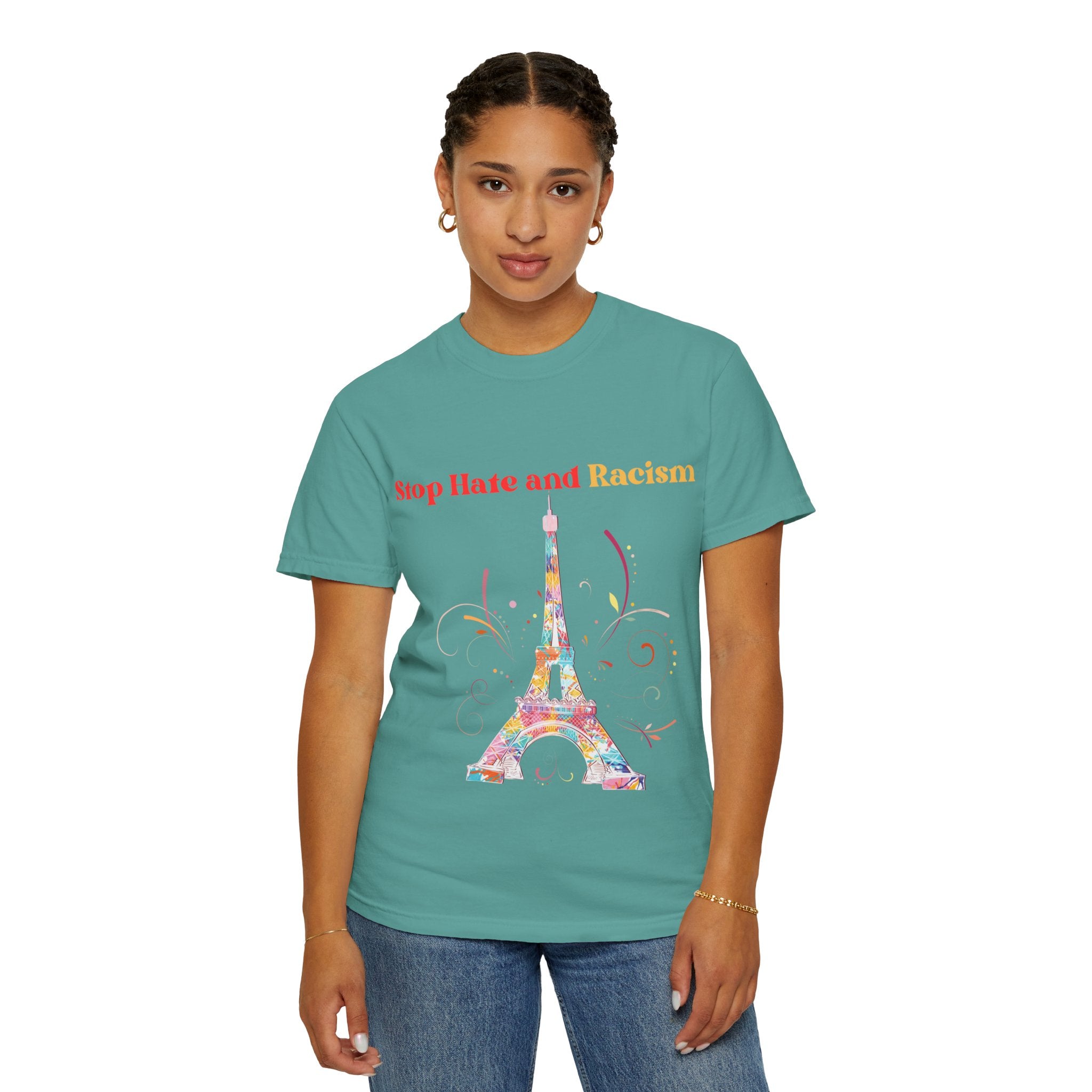 Stop Hate and Racism Eiffel Tower T-Shirt