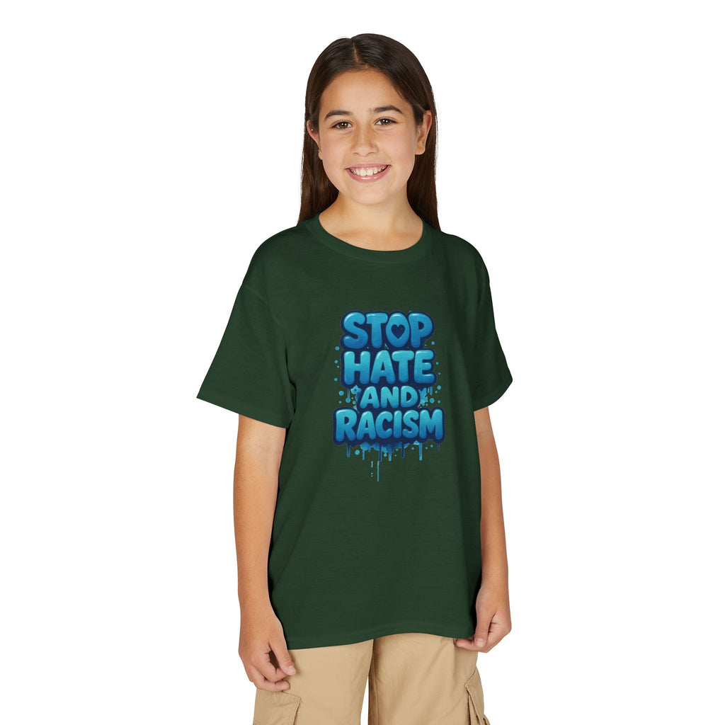Stop Hate and Racism Youth T-Shirt — Anti-Racism Message Tee