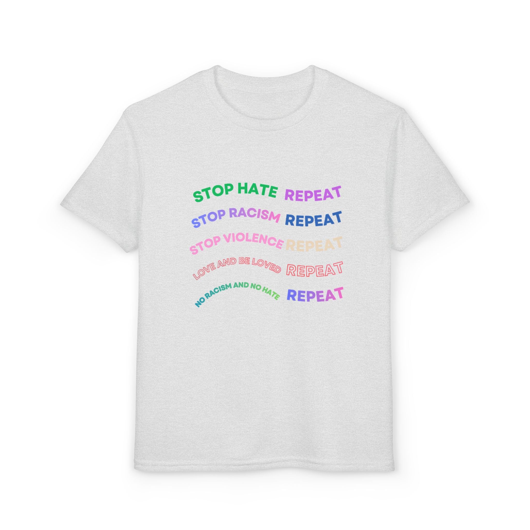 Youth T‑Shirt — "Stop Hate Repeat" Rainbow Anti-Bullying Tee