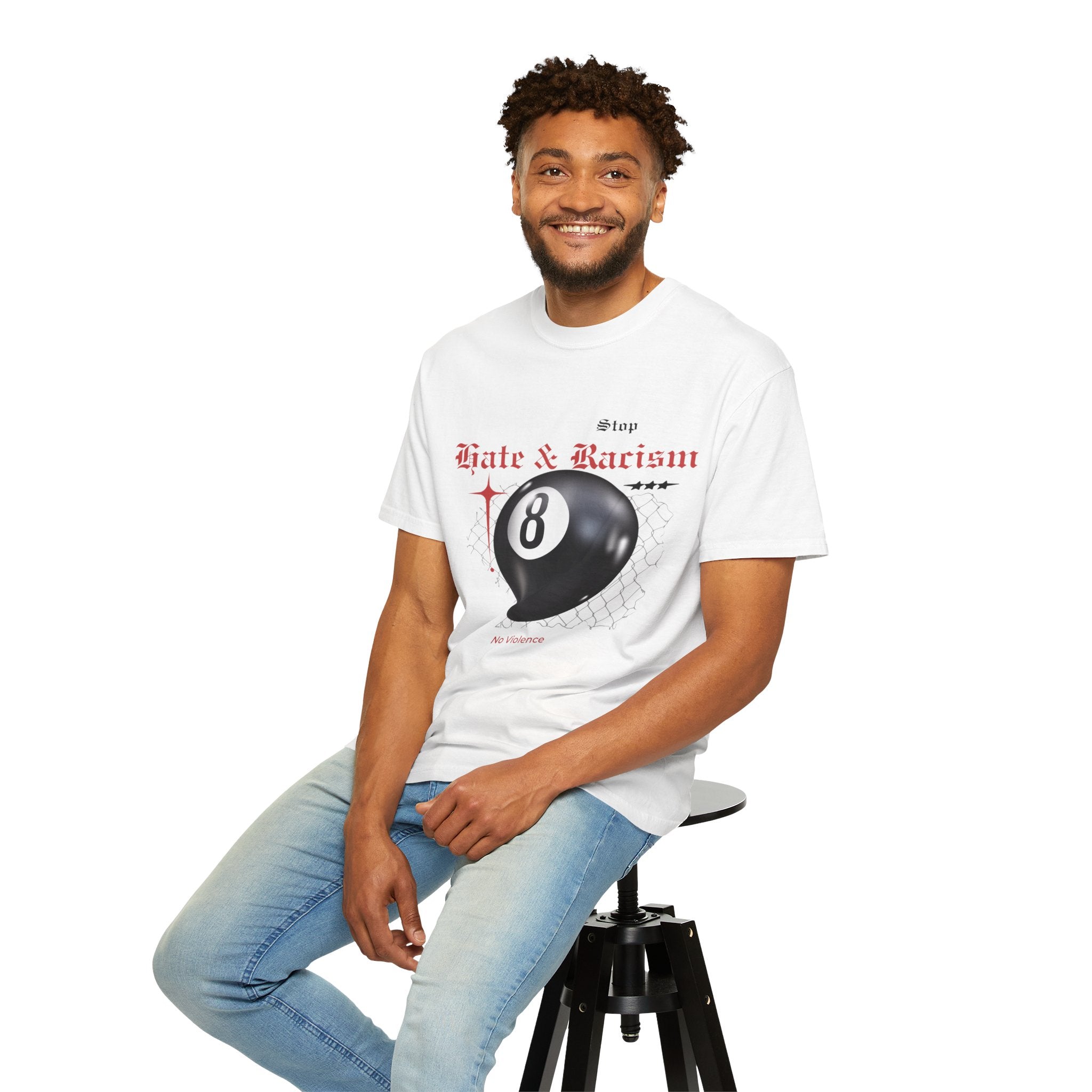 Anti-Racism 8-Ball T-Shirt — Stop Hate & Racism Graphic Tee