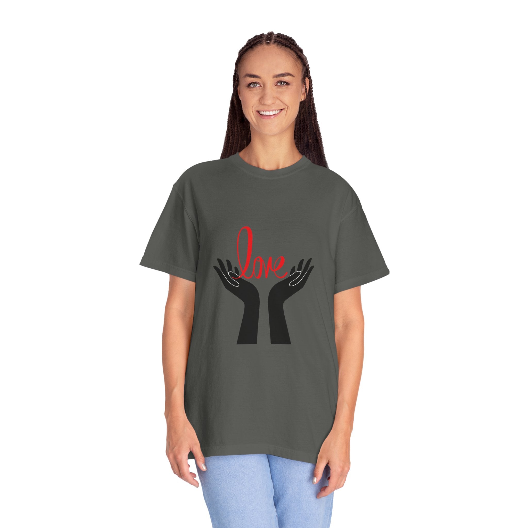 Love Hands T-Shirt — Minimalist Heart Hands Graphic Tee