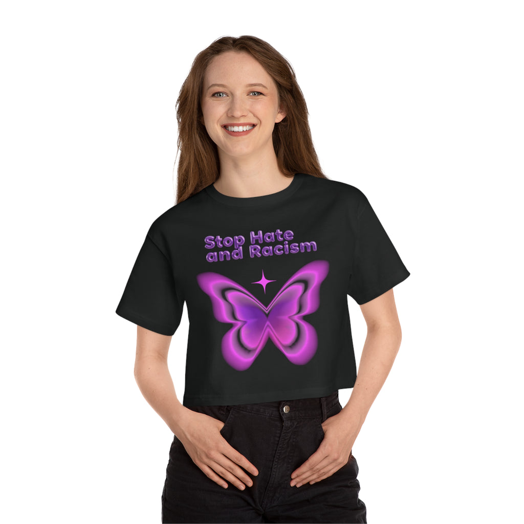 Stop Hate and Racism Butterfly Cropped Tee