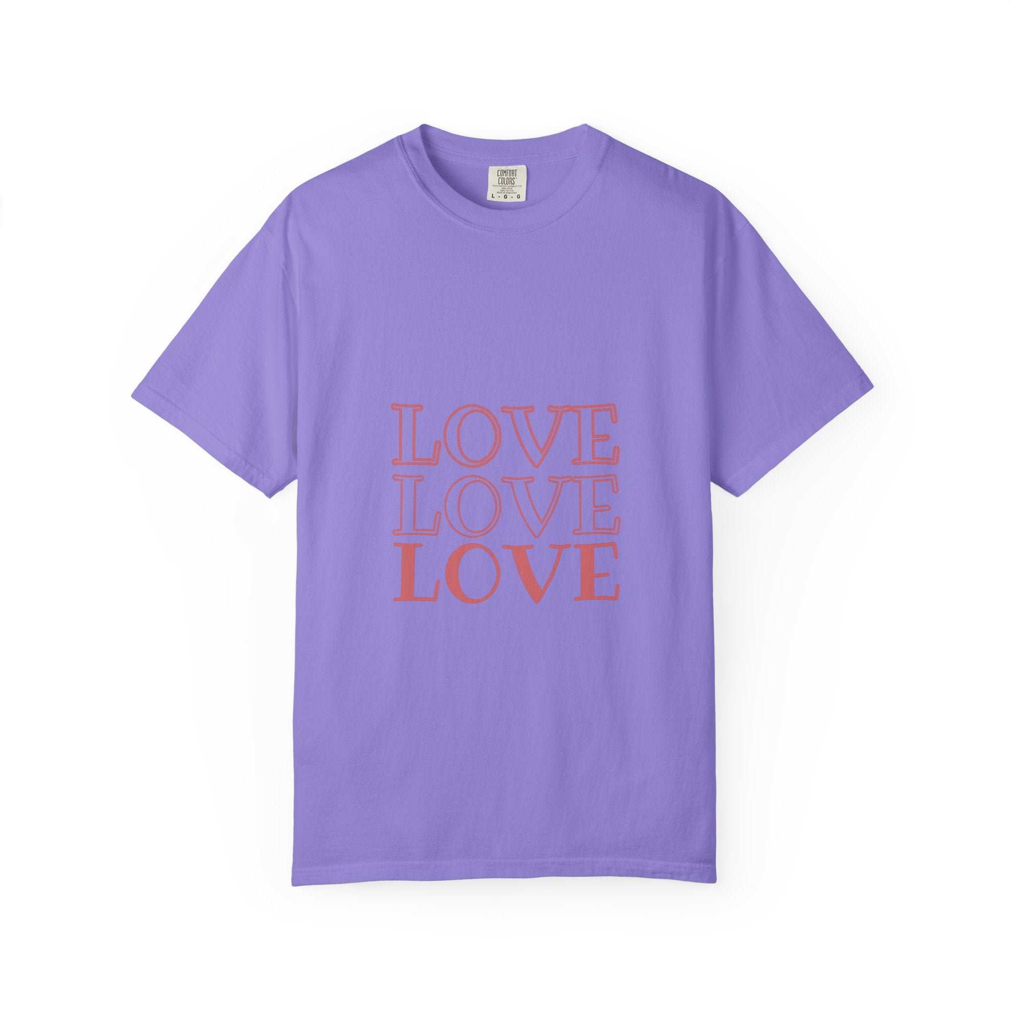 Love Love Love T-Shirt — Vintage Pink Stacked Text Tee