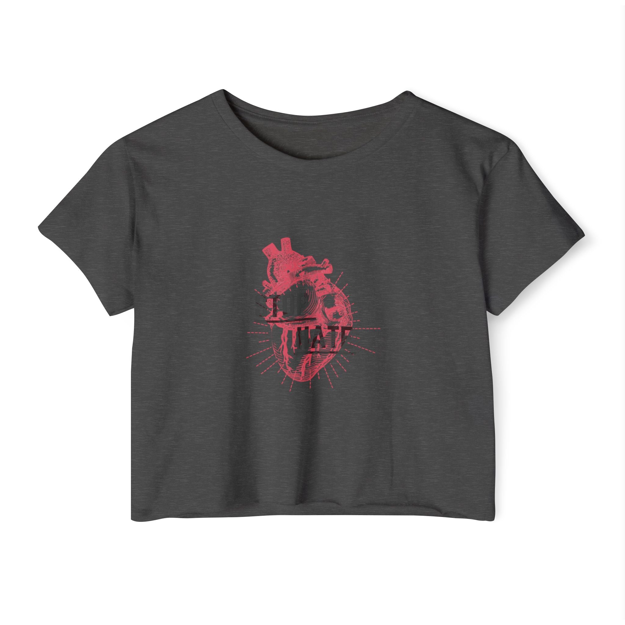 Stop Hate Heart Crop Top — Women's Festival Graphic Tee