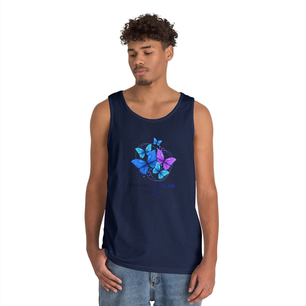 Butterfly Peace Tank Top — "Stop Hate, Racism, and Violence" Graphic Tank