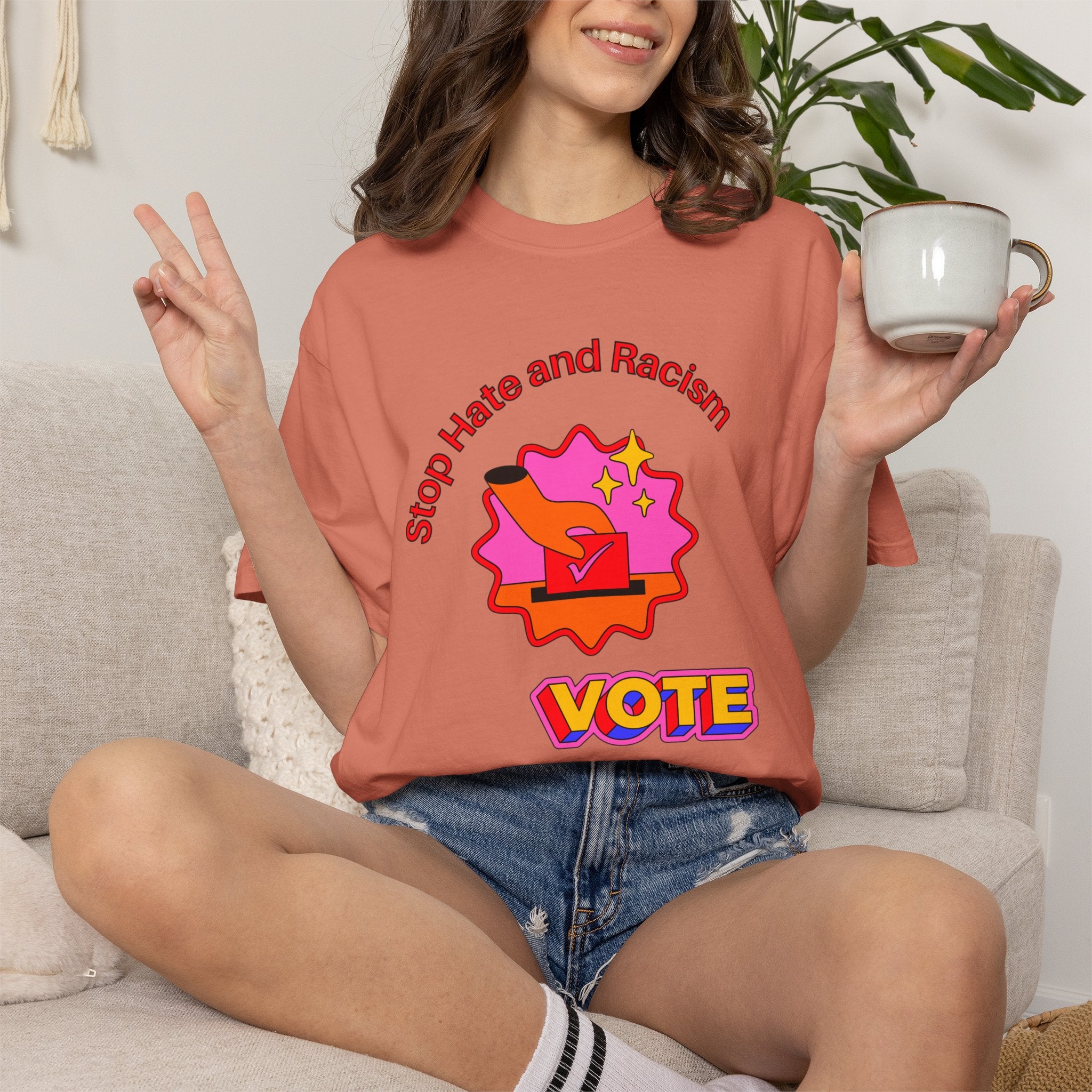 Vote: Stop Hate and Racism Graphic T-Shirt