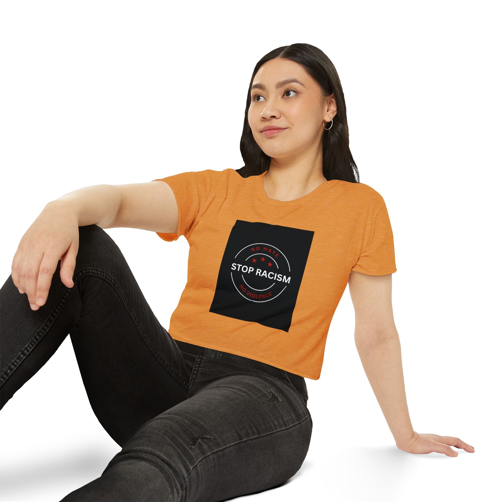 Stop Racism Crop Top — Anti-Racism Statement Women's Festival Tee