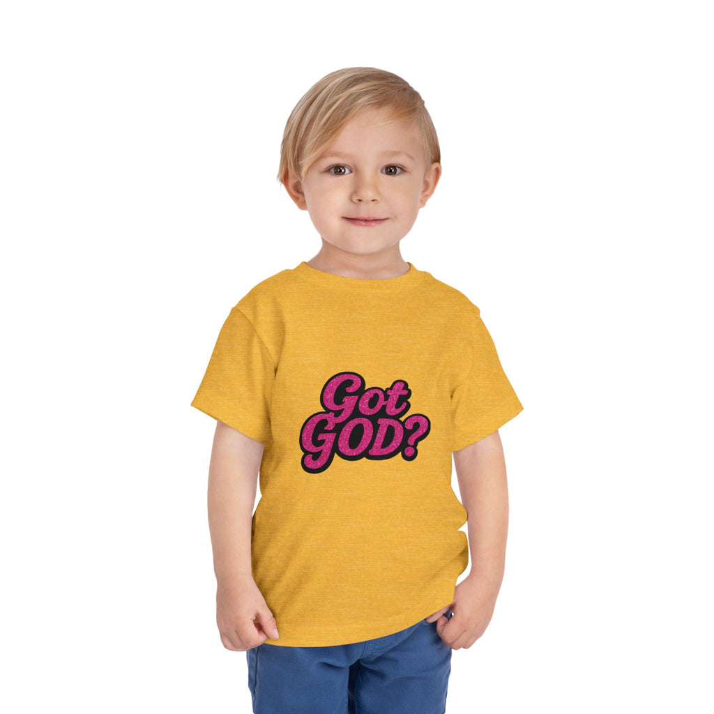 Toddler Tee - "Got GOD?" Pink Retro Christian Graphic Shirt