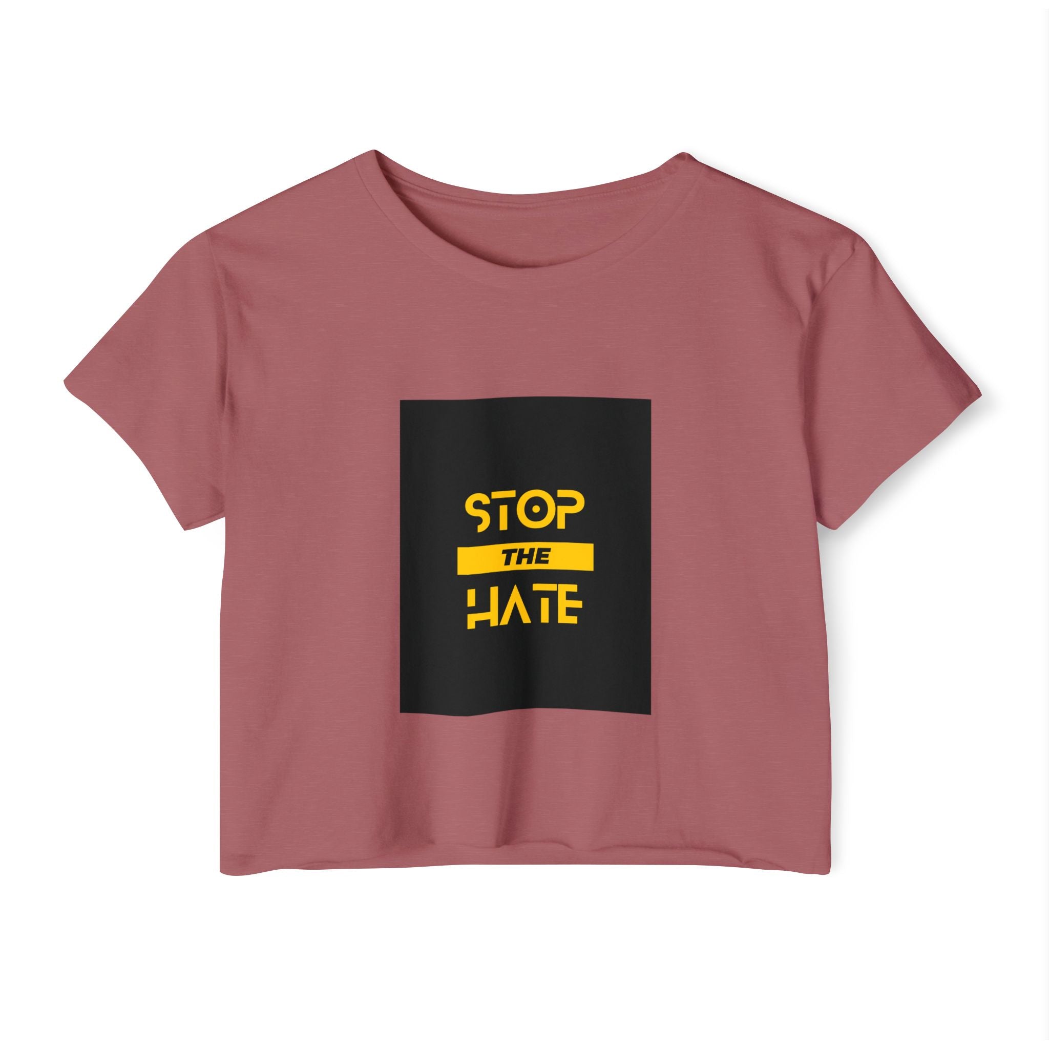 Stop the Hate Crop Top — Women's Festival Anti-Hate Graphic Tee