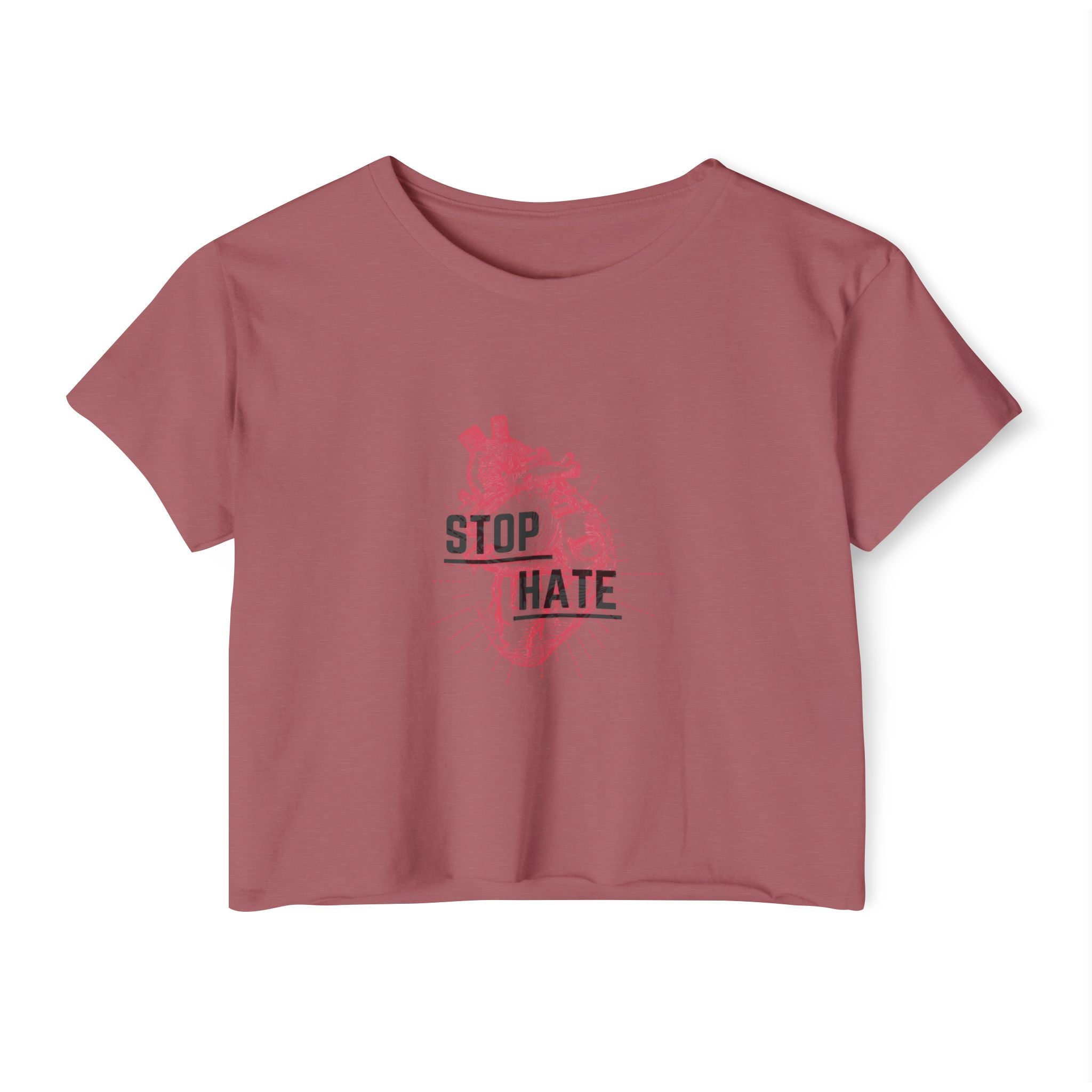 Stop Hate Heart Crop Top — Women's Festival Graphic Tee