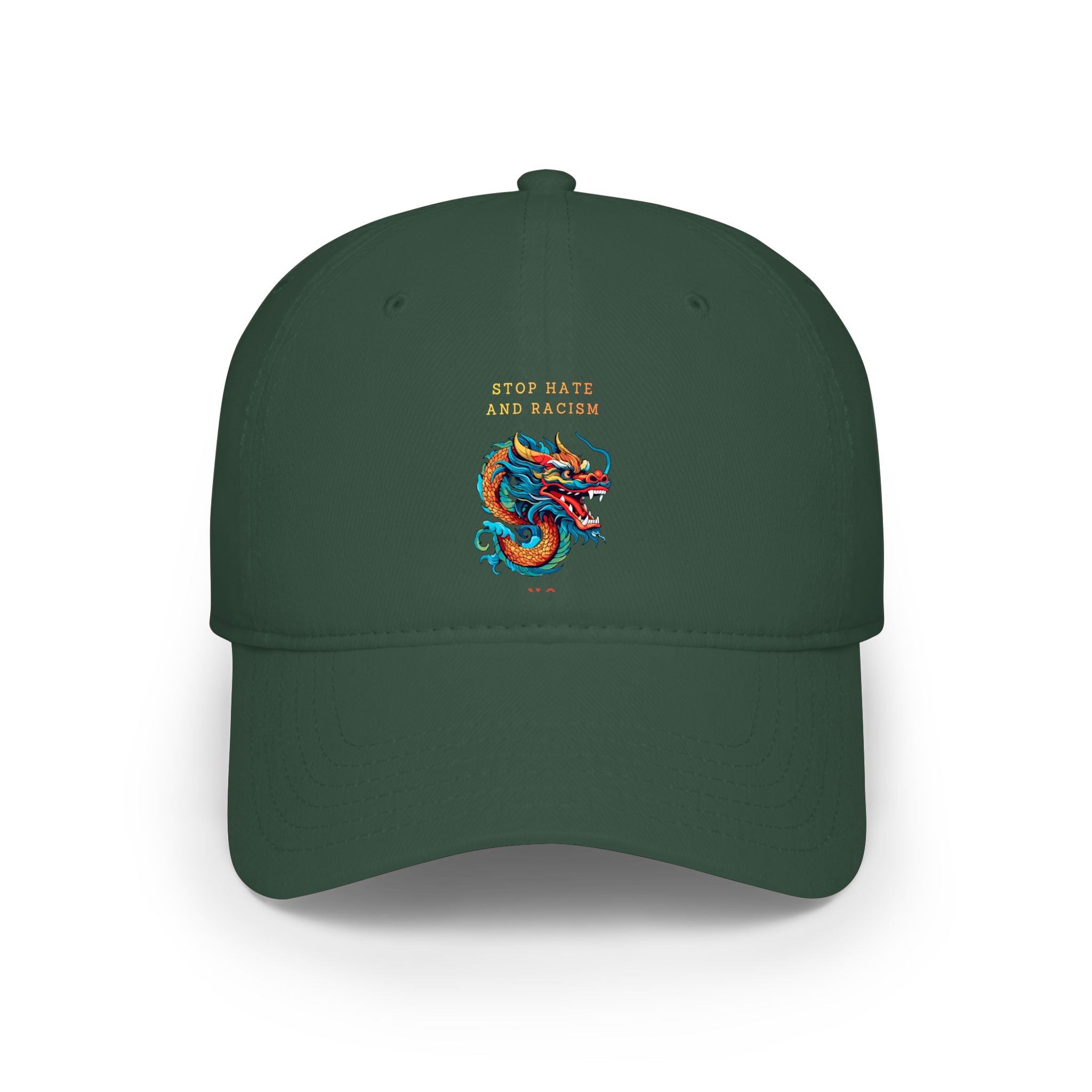 Red Dragon Baseball Cap - "Stop Hate and Racism" Embroidered Low Profile Hat