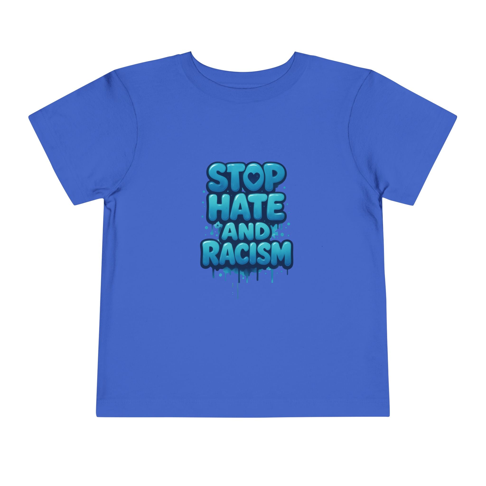 Stop Hate and Racism Toddler Tee — Blue Graffiti Anti-Racism Shirt