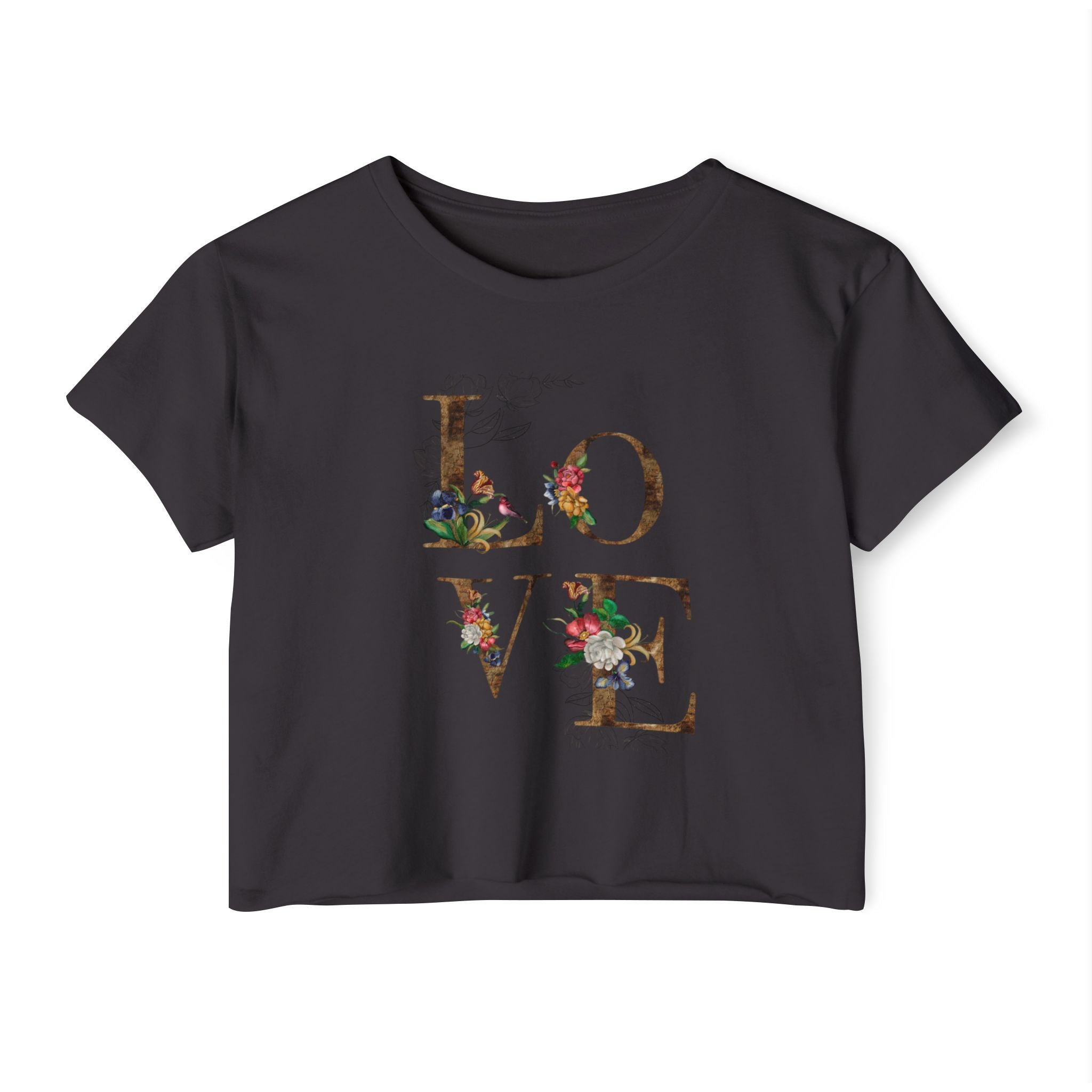 LOVE Floral Crop Top — Women's Festival Graphic Tee