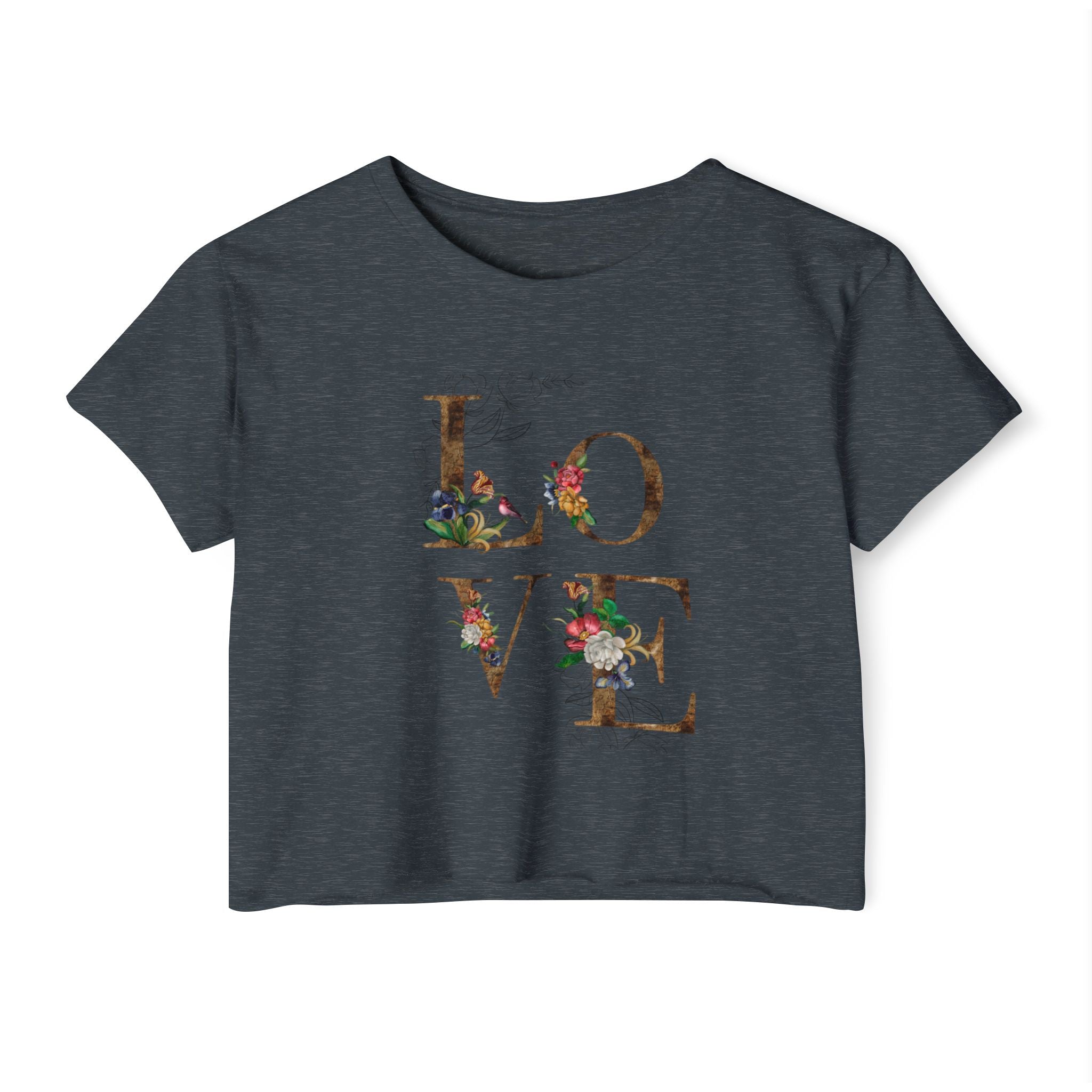 LOVE Floral Crop Top — Women's Festival Graphic Tee