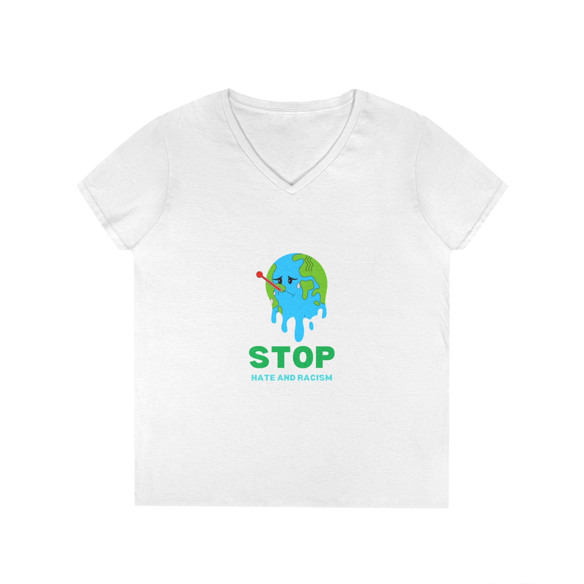 Stop Hate and Racism Eco V-Neck T-Shirt