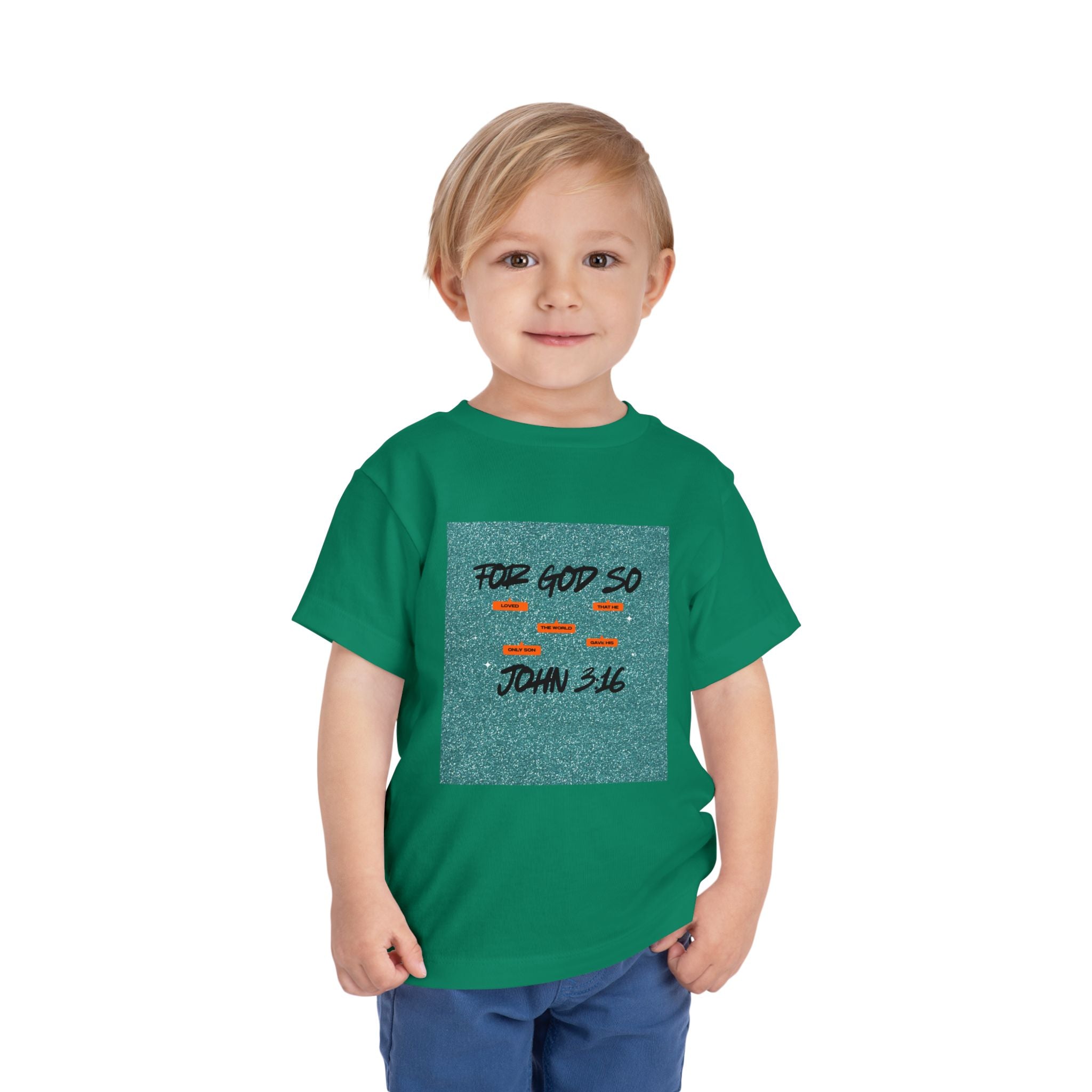 Toddler Tee — "For God So" John 3:16 Christian Kids Shirt
