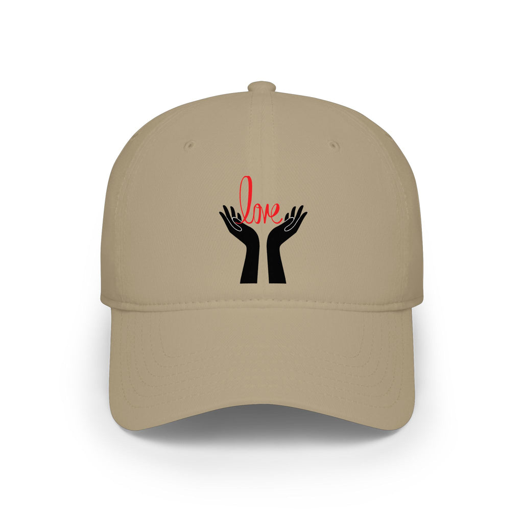 Prayer Hands Baseball Cap — Minimal Black Hands Embroidered Low Profile Hat