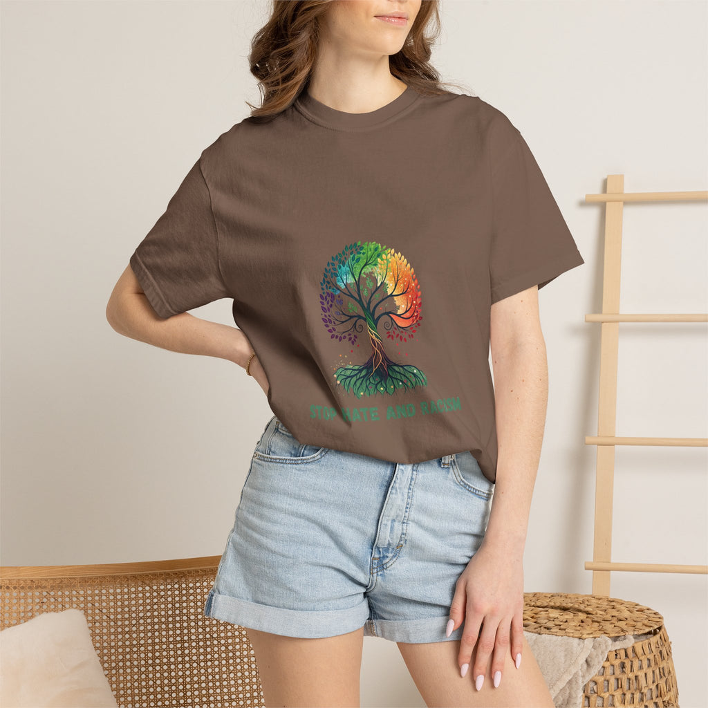 Stop Hate and Racism Tree T-Shirt — Rainbow Unity Tee