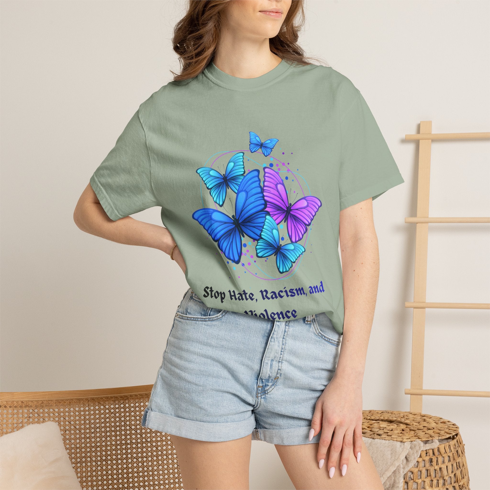 Butterfly Peace T-Shirt — "Stop Hate, Racism, and Violence" Anti-Violence Tee