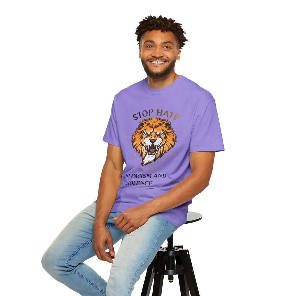 Stop Hate Lion T-Shirt — "Stop Racism and Violence" Statement Tee