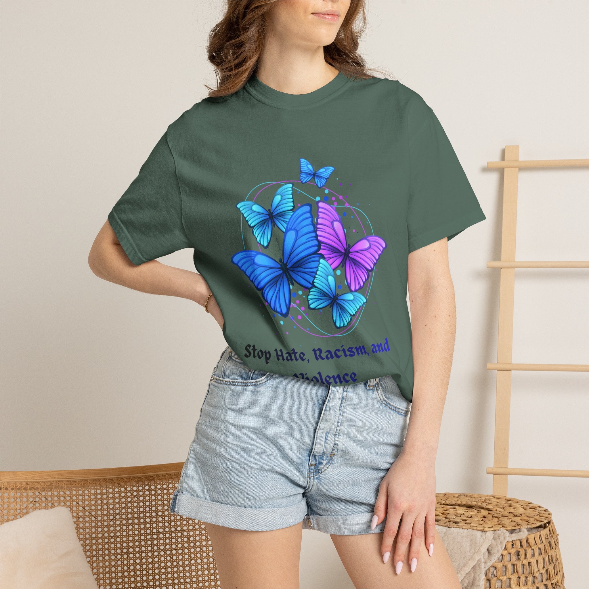Butterfly Peace T-Shirt — "Stop Hate, Racism, and Violence" Anti-Violence Tee