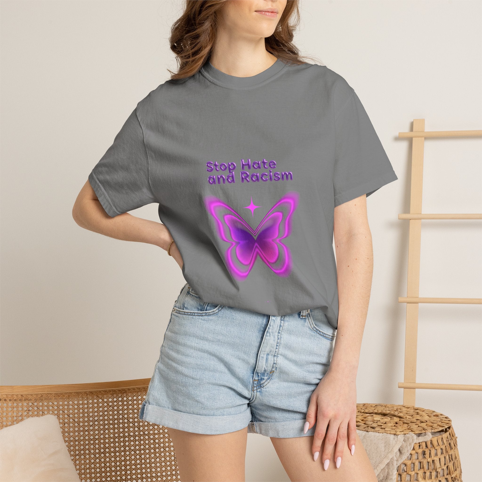 Stop Hate and Racism Butterfly T-Shirt