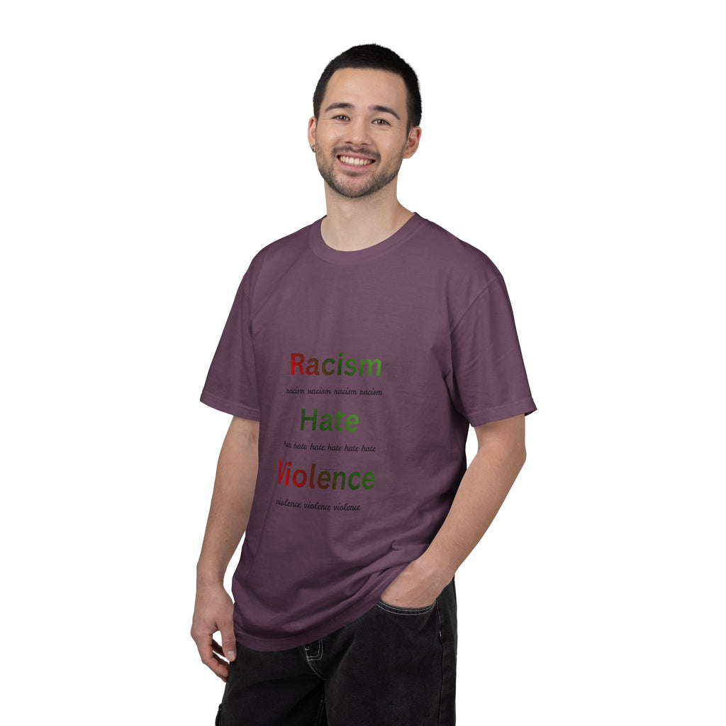 Christian Message T-Shirt — 'Racism Hate Violence' Anti-Hate Tee with John 14:6 Back Quote
