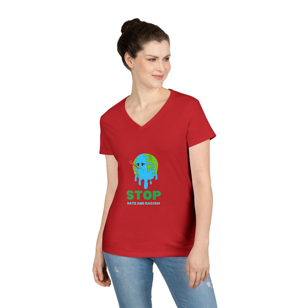 Stop Hate and Racism Eco V-Neck T-Shirt