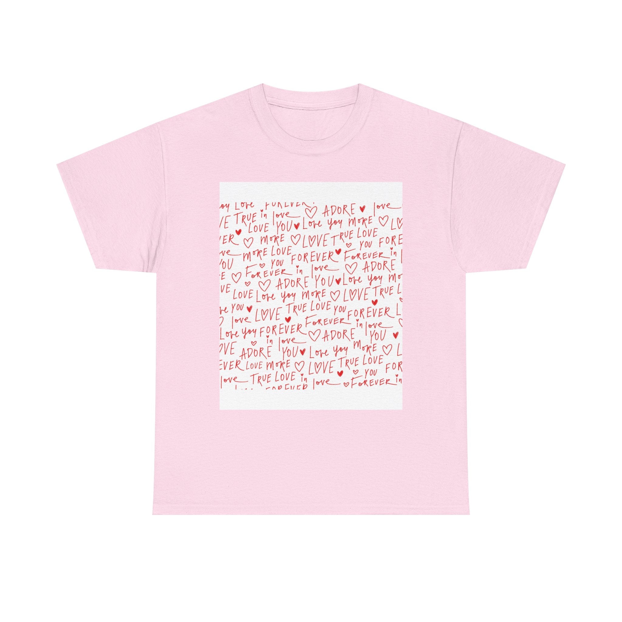 Love Notes Graphic Tee — Handwritten Red Heart Script T-Shirt