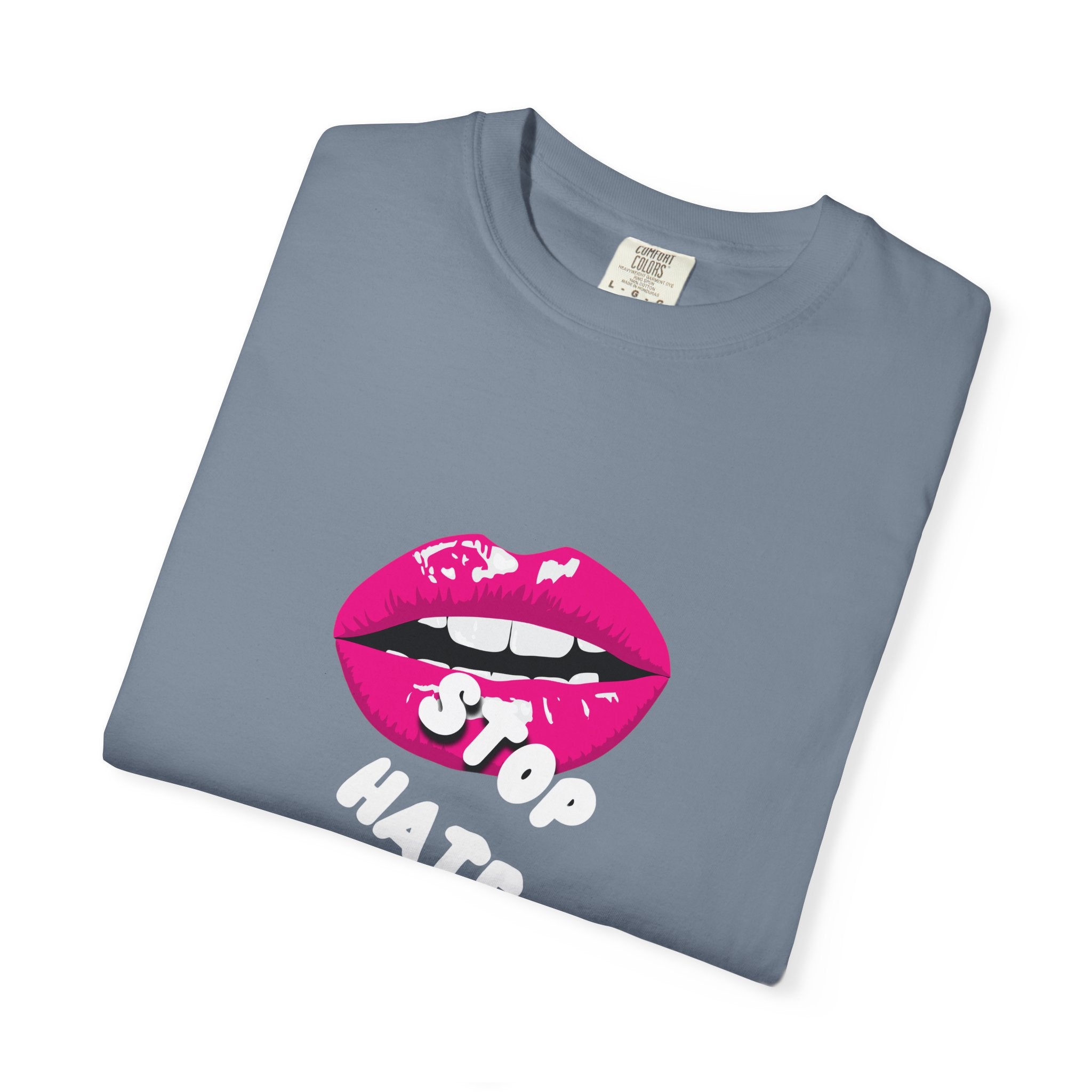 T-Shirt — Pink Lip 'Stop' Graphic Tee (No Racism or Violence)