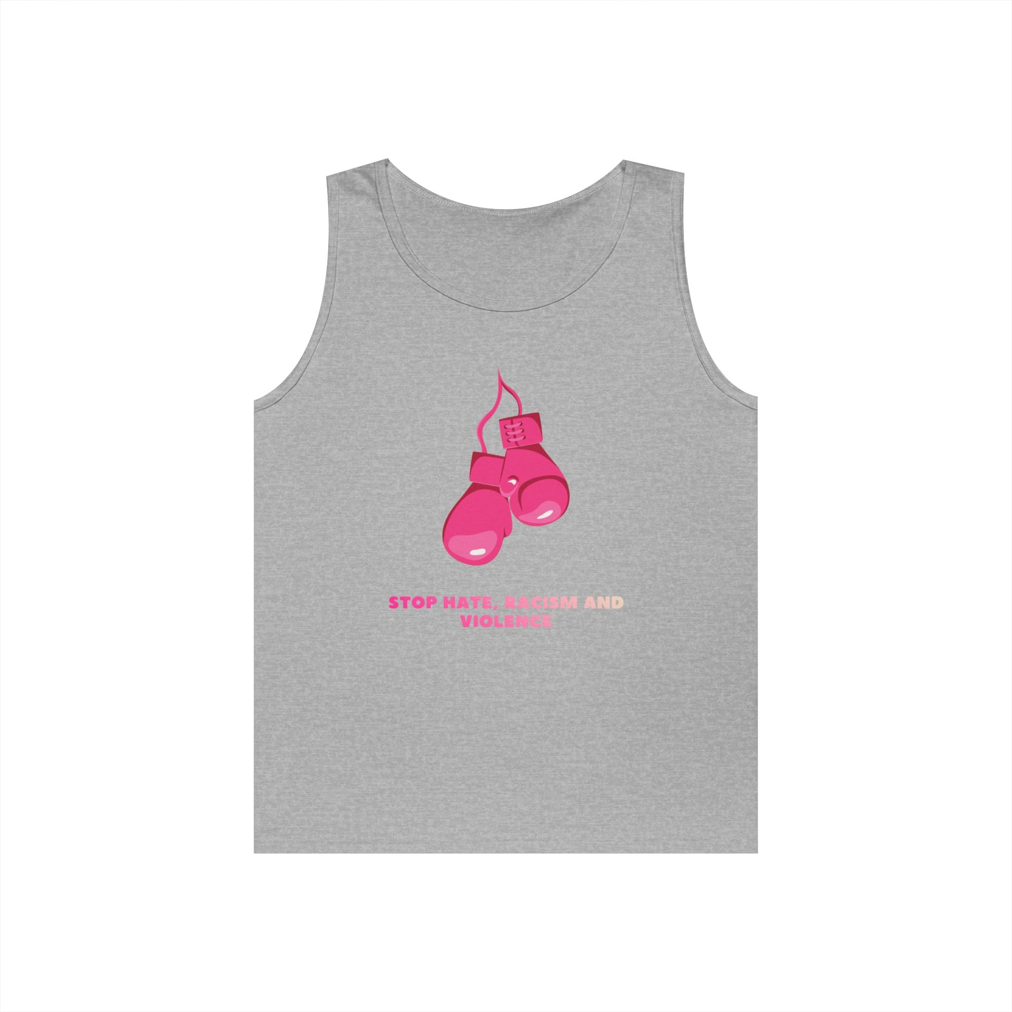 Pink Boxing Gloves Tank Top – “Stop Hate, Racism and Violence” Graphic Tank