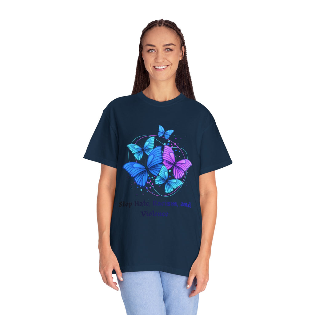 Butterfly Peace T-Shirt — "Stop Hate, Racism, and Violence" Anti-Violence Tee