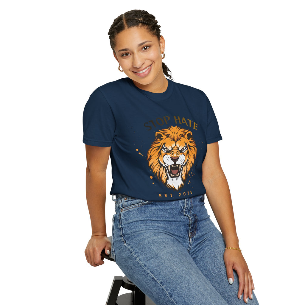 Stop Hate Lion T-Shirt — "Stop Racism and Violence" Statement Tee
