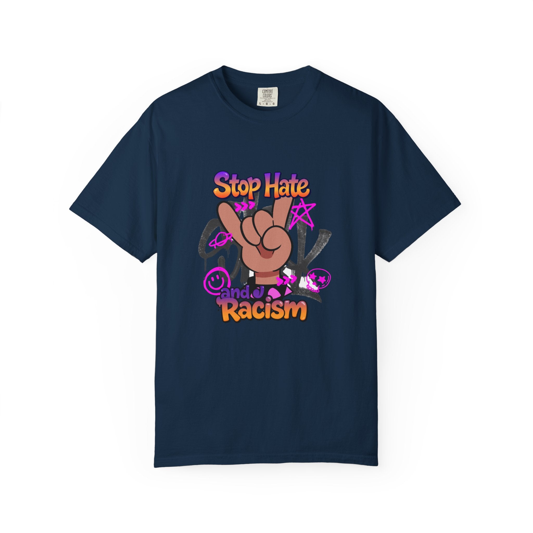 Stop Hate and Racism Graphic T-Shirt – Anti-Racism Solidarity Tee