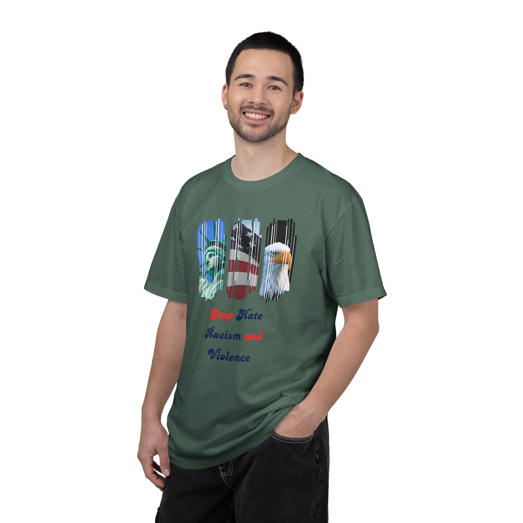 Patriotic 'Stop Hate Racism and Violence' T-Shirt