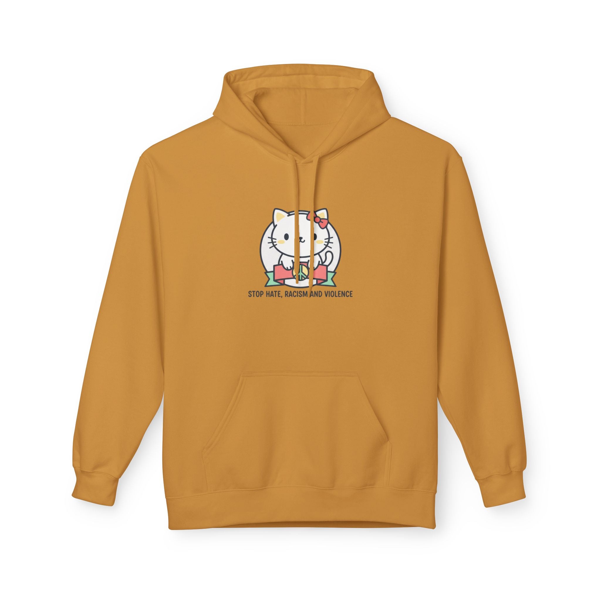 Stop Hate, Racism and Violence Cat Hoodie — Cute Anti-Racism Graphic Hoodie