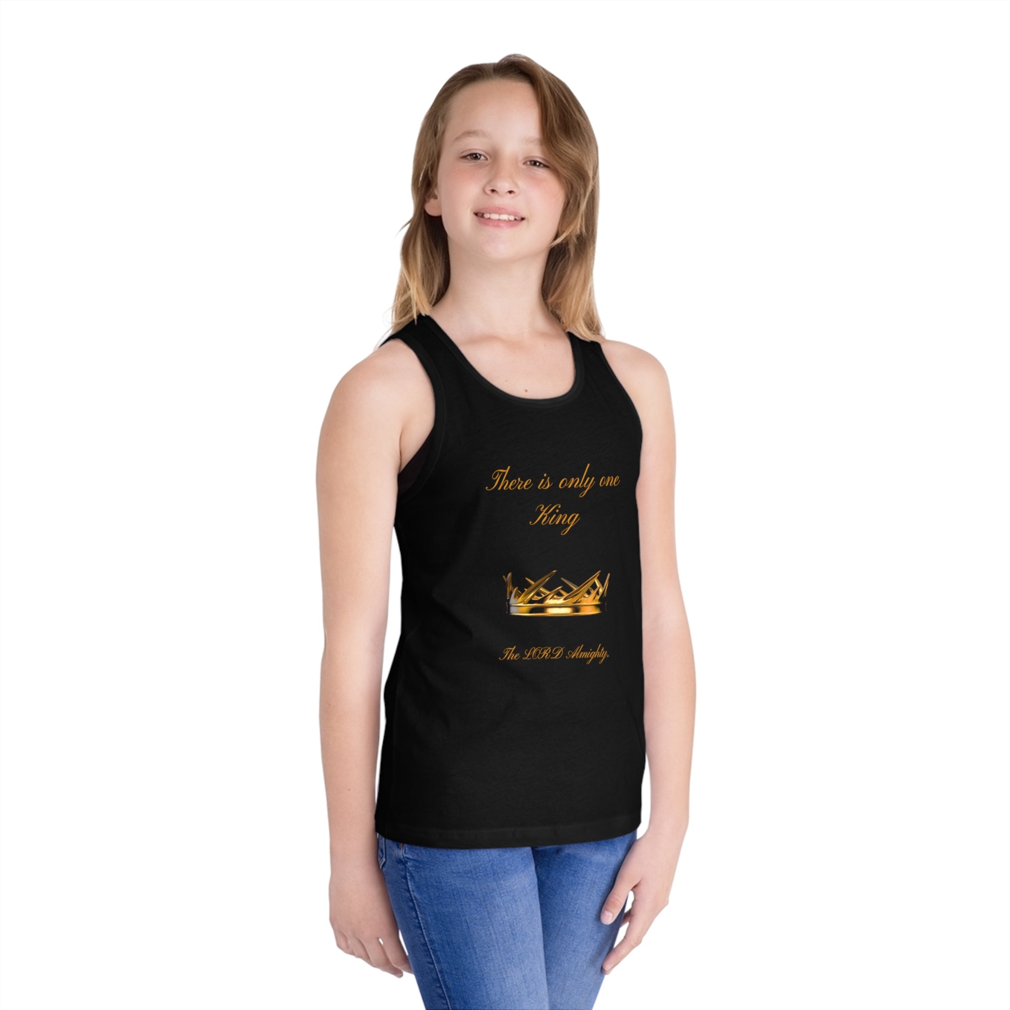 Kids Tank Top — "There is only one King" Crown Graphic