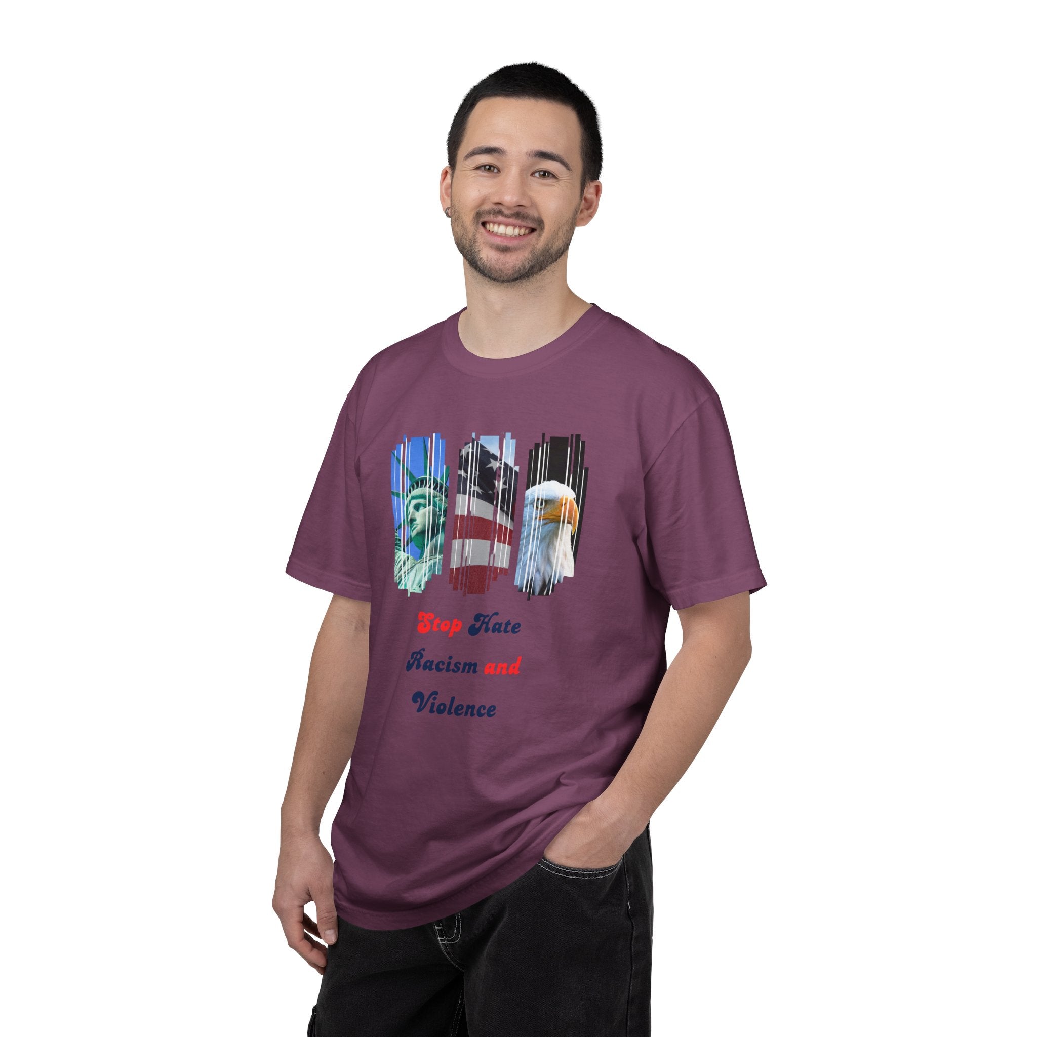 Patriotic 'Stop Hate Racism and Violence' T-Shirt