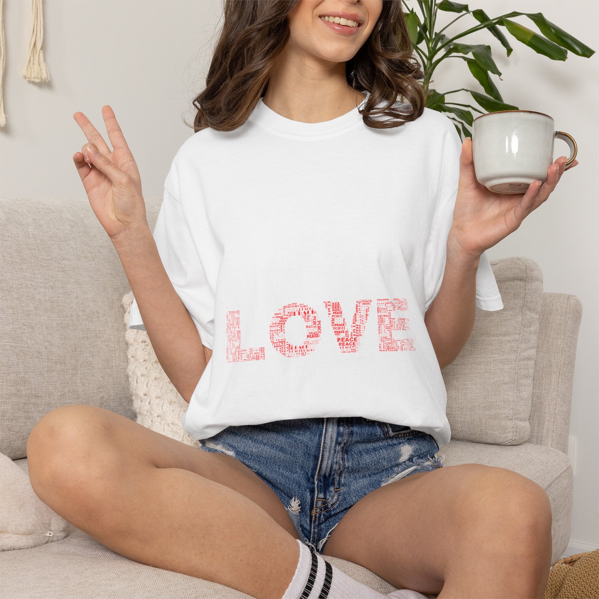 LOVE Graphic T-Shirt — Pink Floral Text Tee for Valentine’s Day & Everyday
