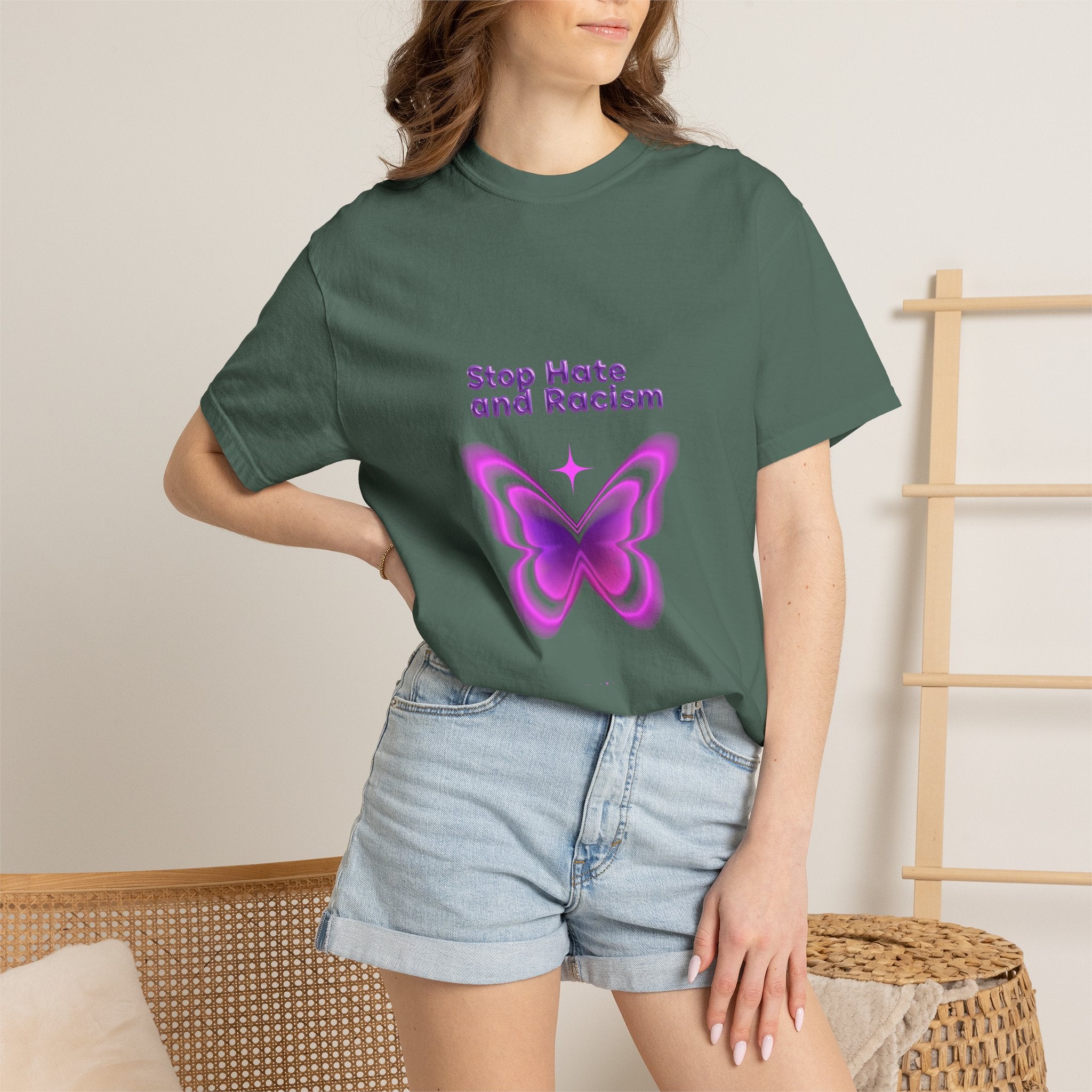 Stop Hate and Racism Butterfly T-Shirt