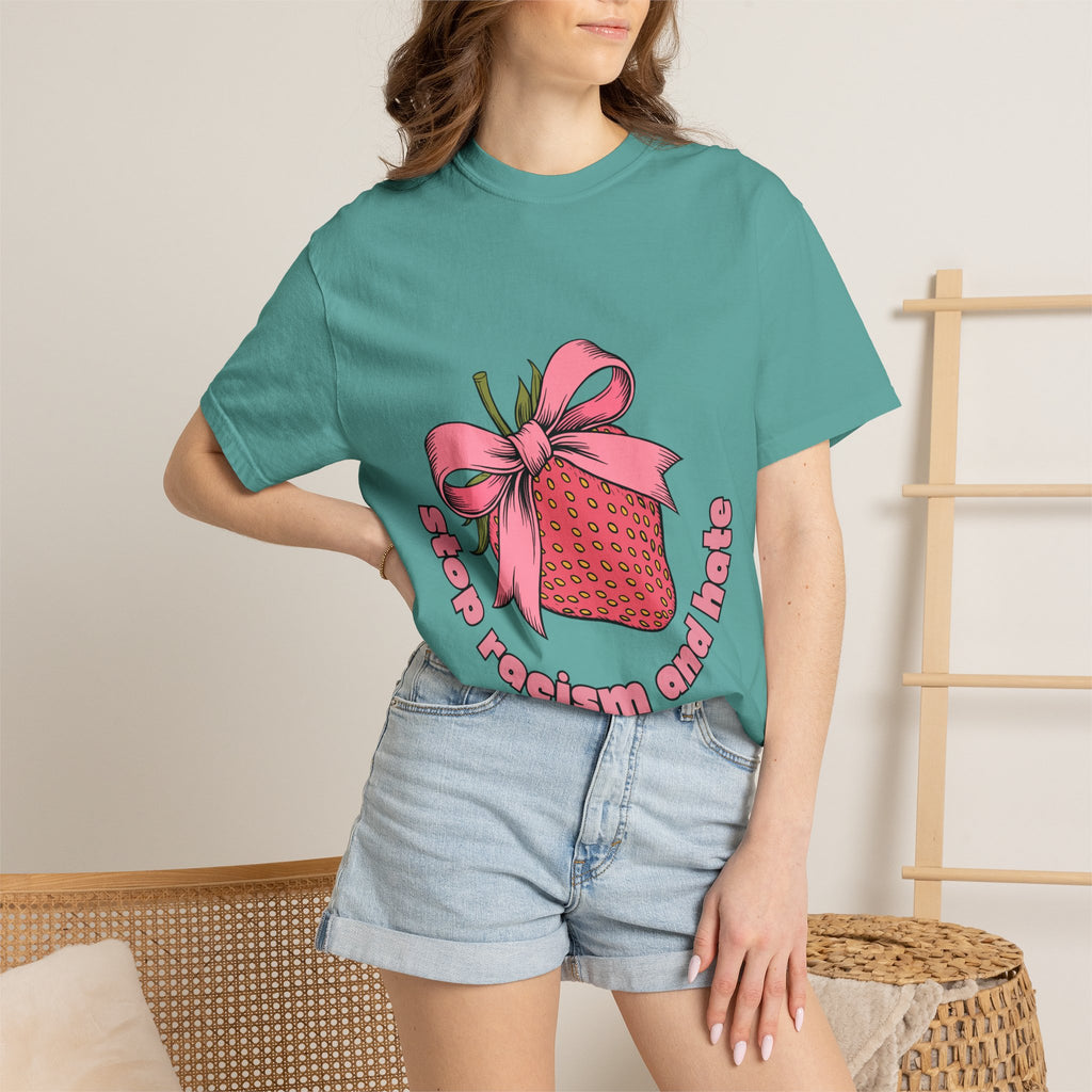 Stop Racism and Hate T-Shirt — Pink Strawberry Gift Graphic Tee