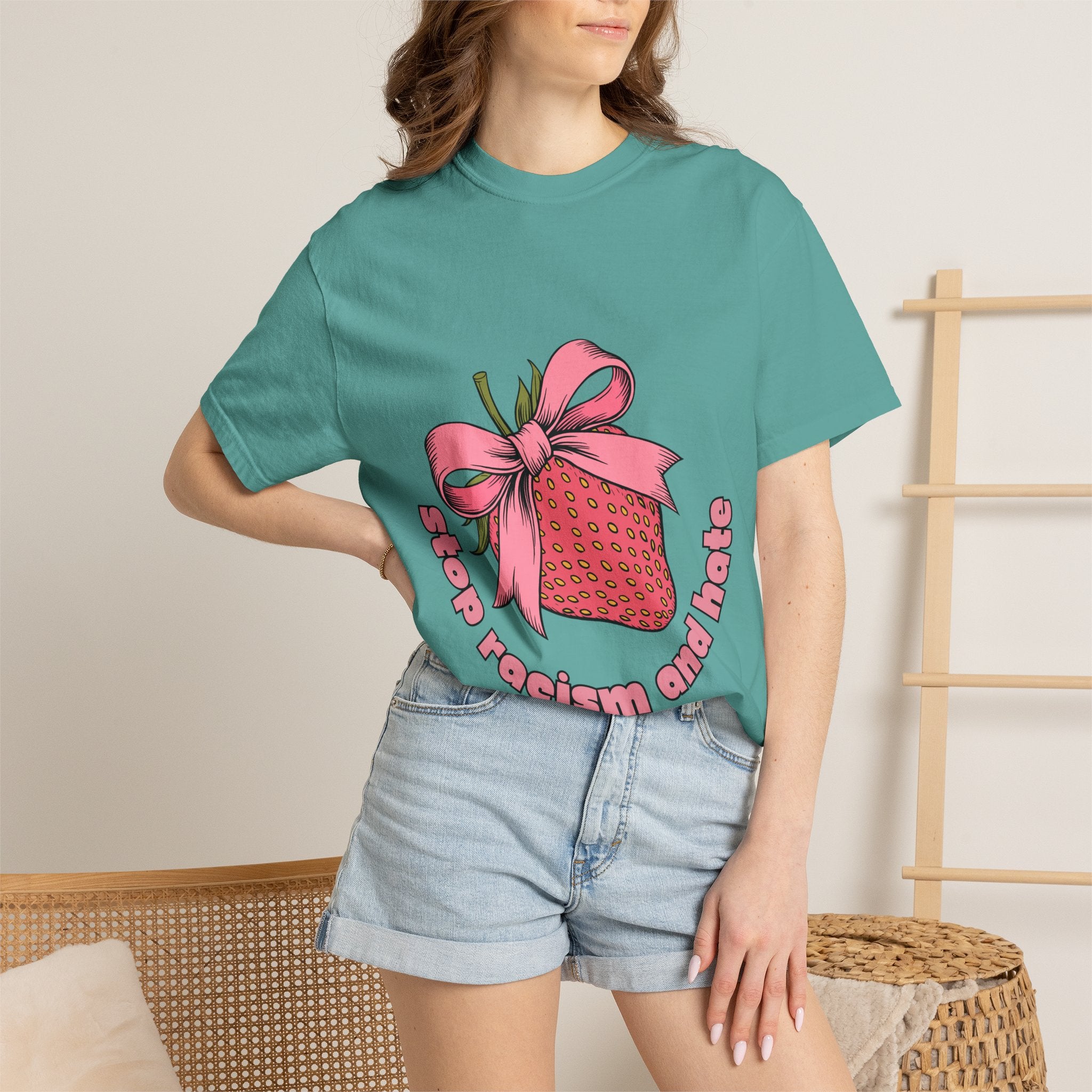 Stop Racism and Hate T-Shirt — Pink Strawberry Gift Graphic Tee