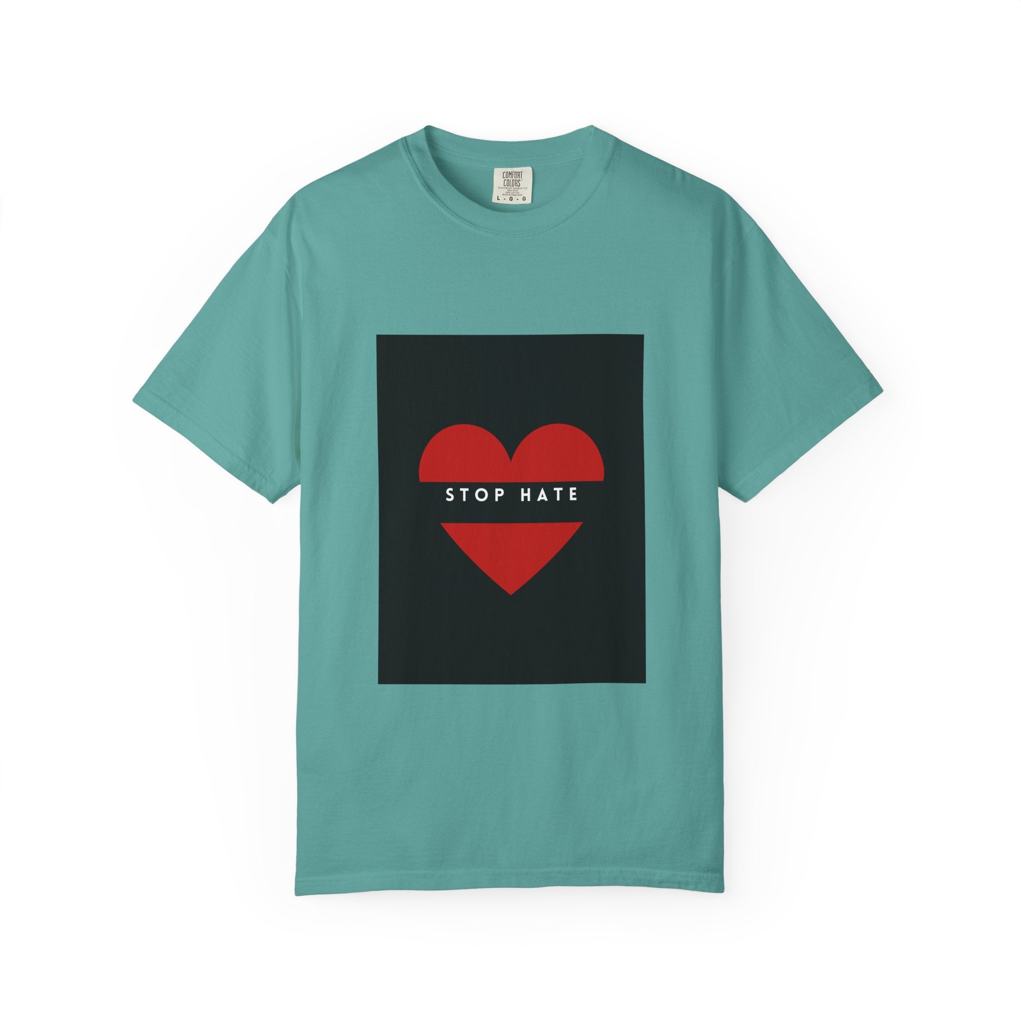 Stop Hate Heart T-Shirt — Red Heart Graphic Tee for Anti-Hate Awareness