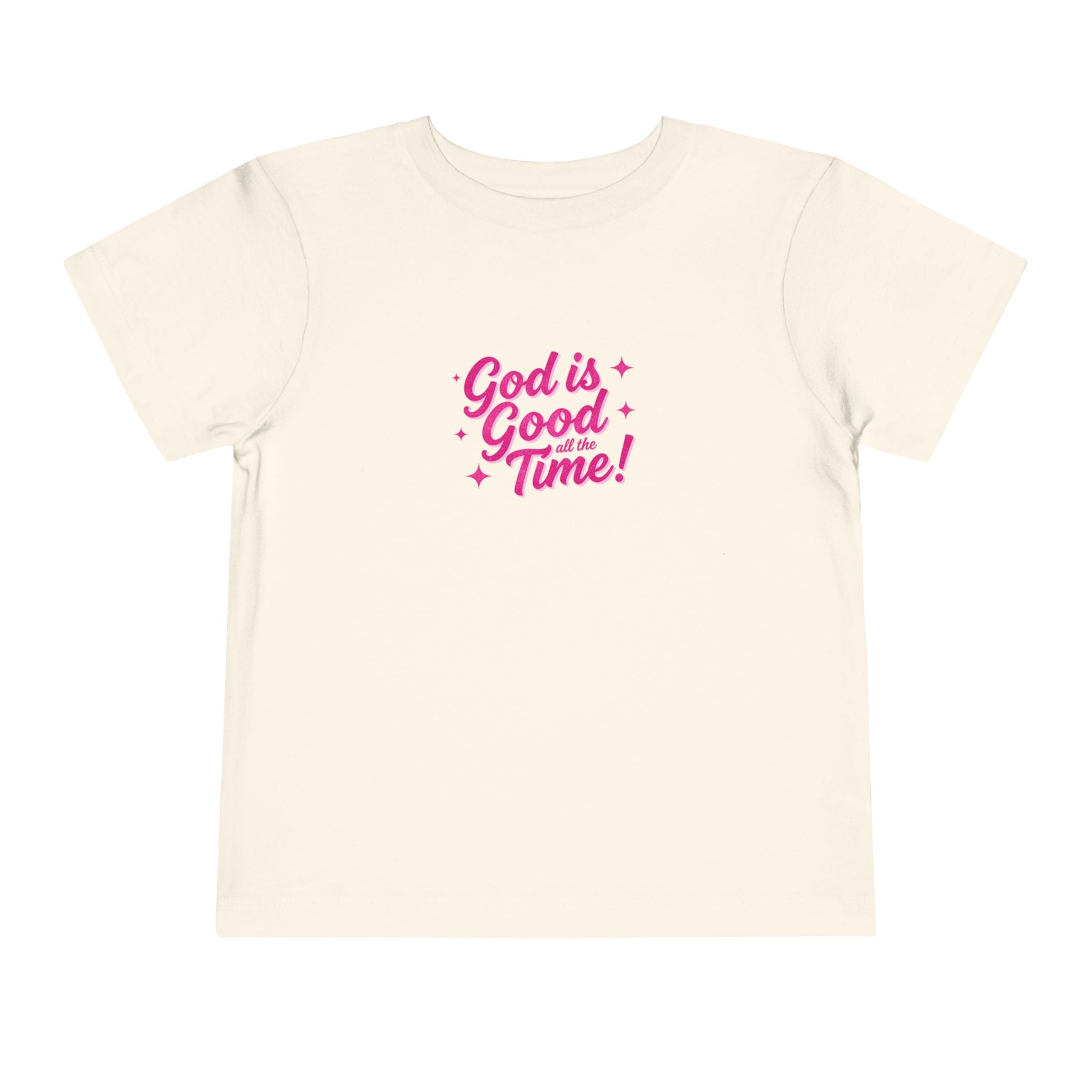 Toddler Tee – "God is Good Time" Pink Script Christian Kids Shirt