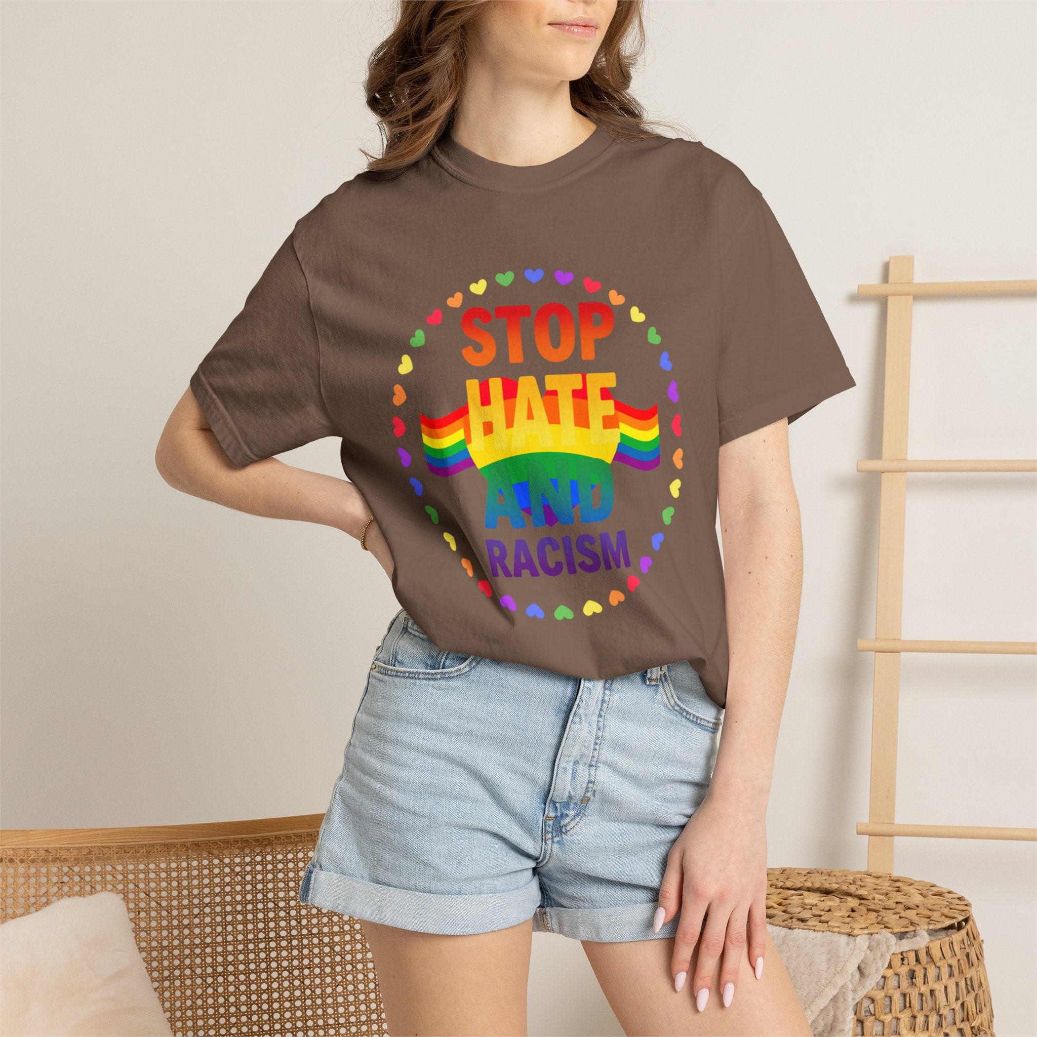 Stop Hate and Racism Rainbow T-Shirt