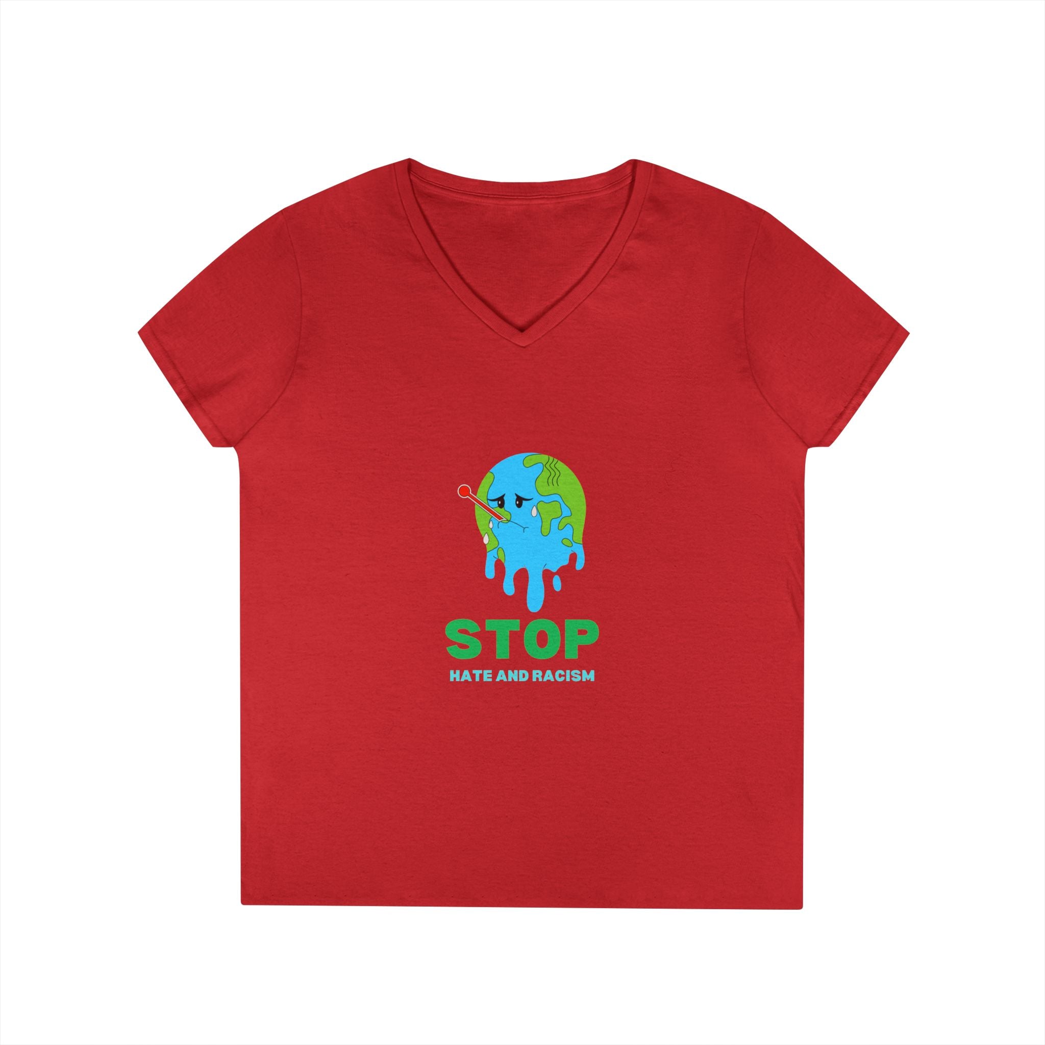 Stop Hate and Racism Eco V-Neck T-Shirt