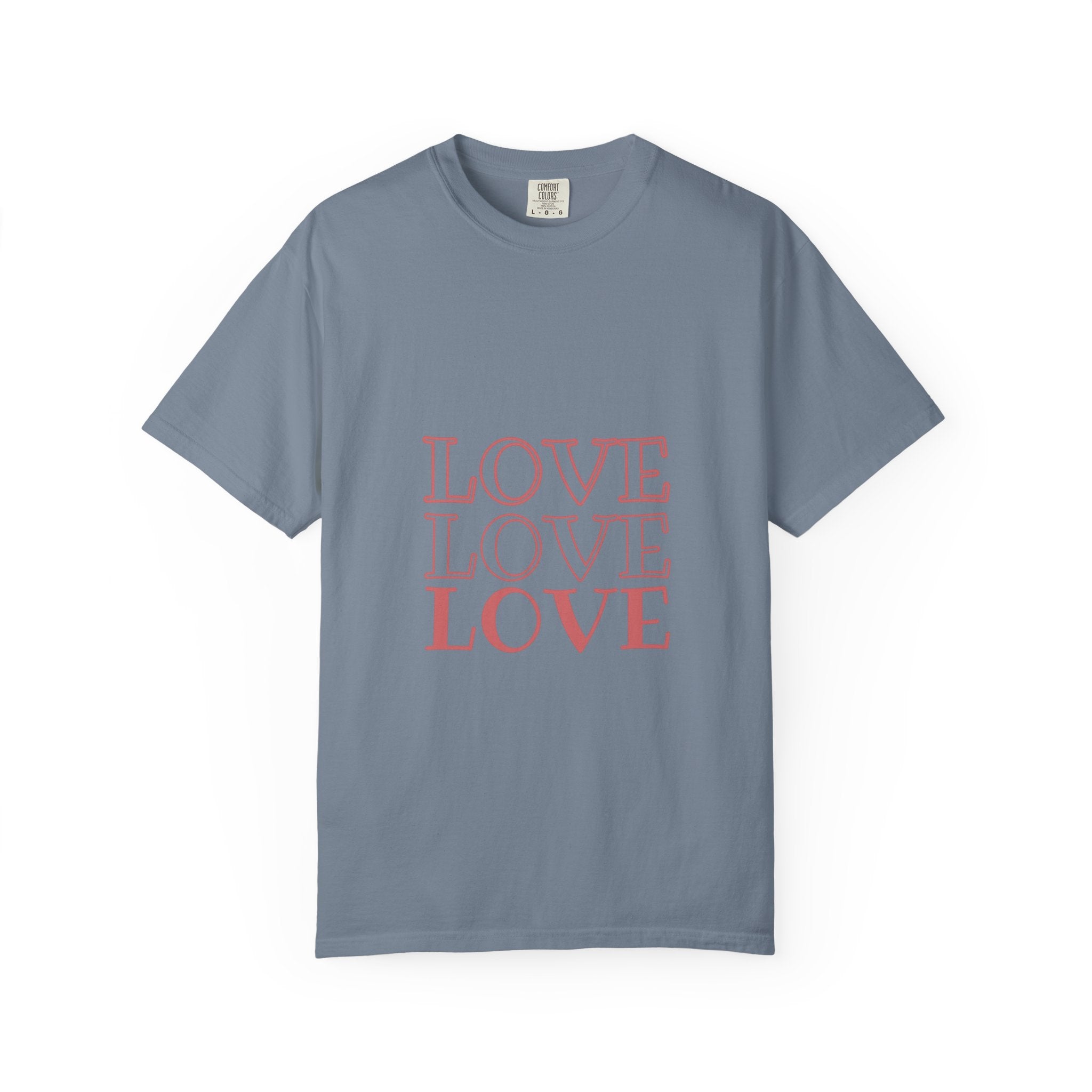 Love Love Love T-Shirt — Vintage Pink Stacked Text Tee