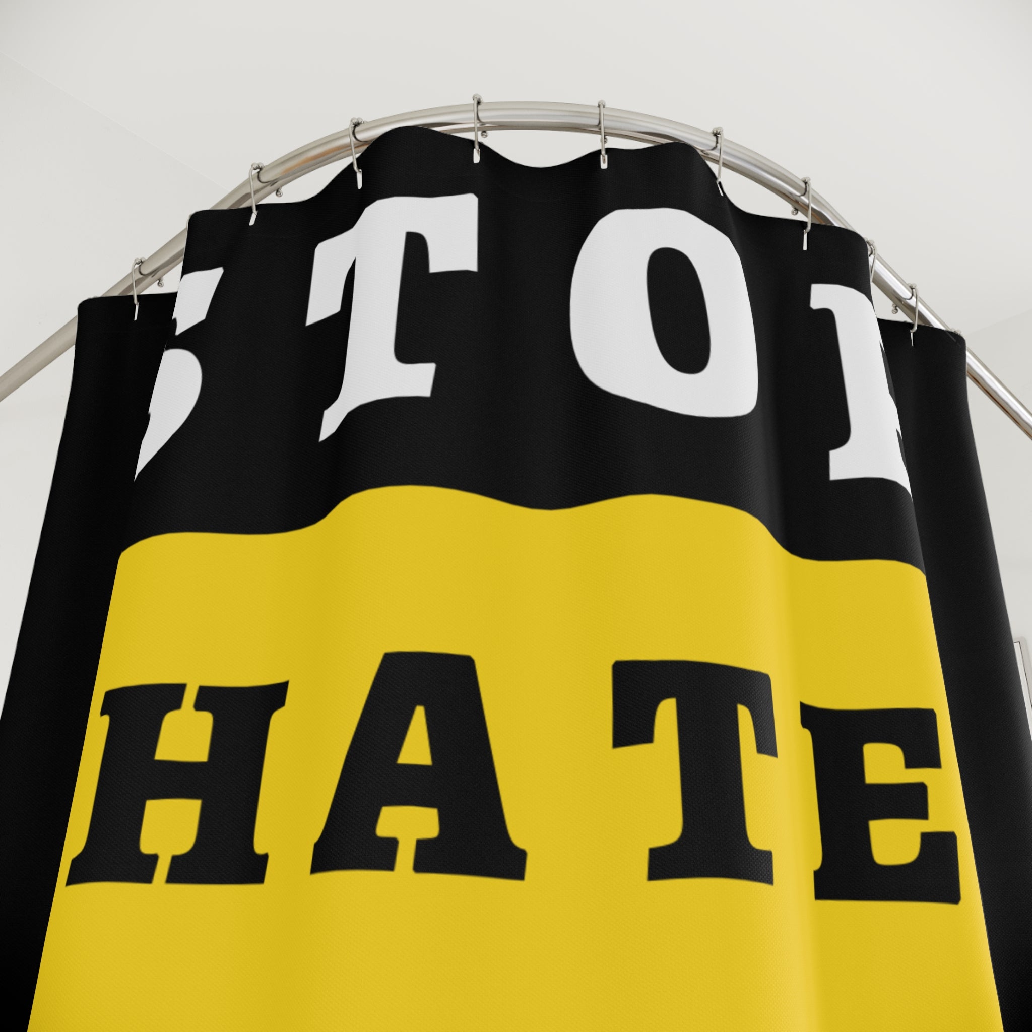 Stop Hate Racism Violence Shower Curtain — Anti-Racism Protest Bathroom Decor